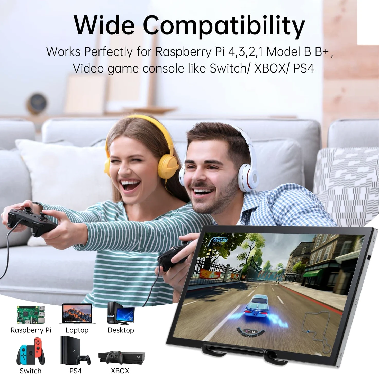 HAMTYSAN Raspberry Pi Touch Screen, schermo da 10,1 pollici 1024x600 piccolo monitor HDMI portatile con supporto, display IPS per Raspberry Pi 400/4/3/2/Zero/B/B+ Jetson Nano Win 11/10/8/7