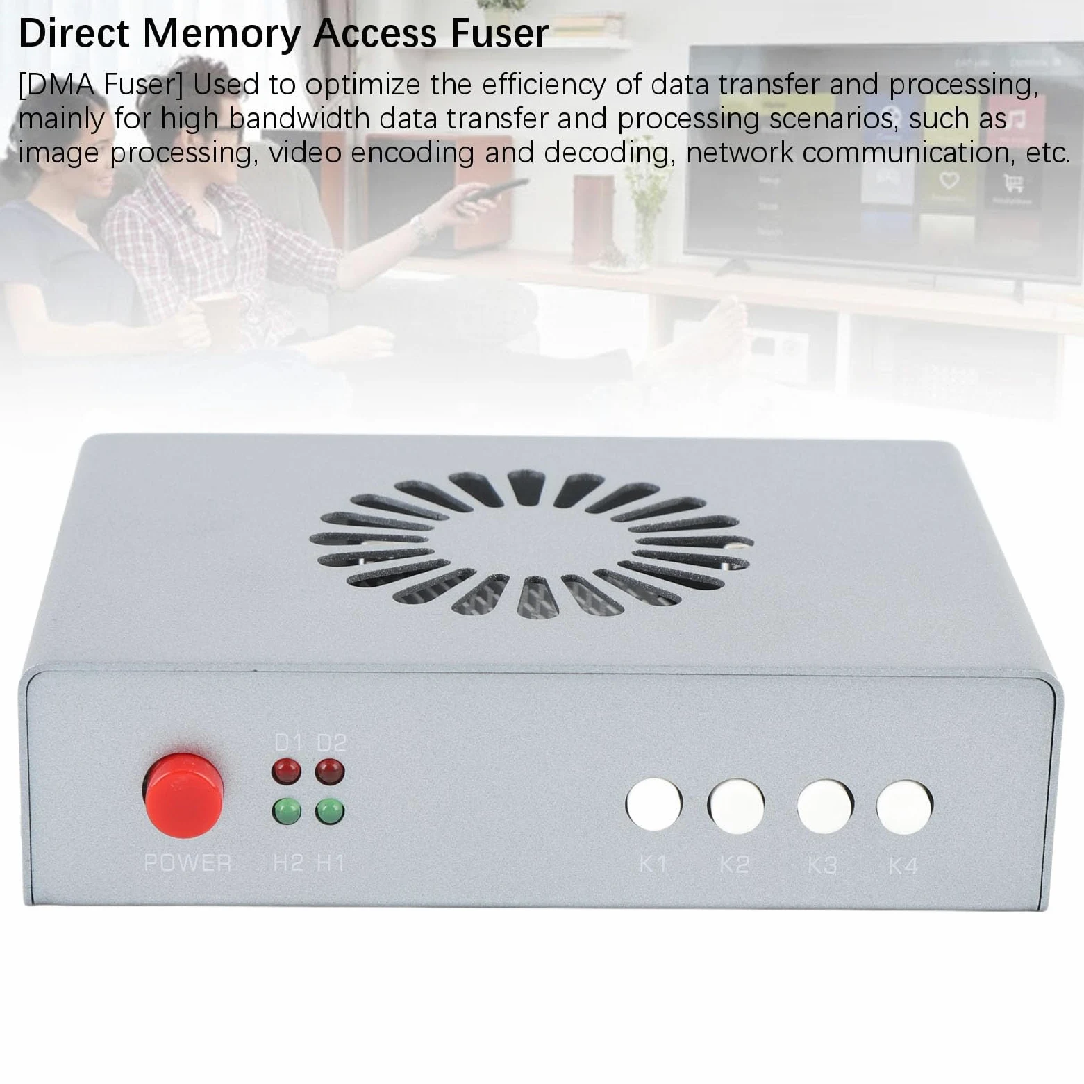 Denash Fusore DMA, Risoluzione Adattiva 2K 144Hz Senza Bisogno di Debug, Sintetizzatore di Interfaccia Multimediale HD con 2 Ingressi di Segnale, con Ventola Integrata per la