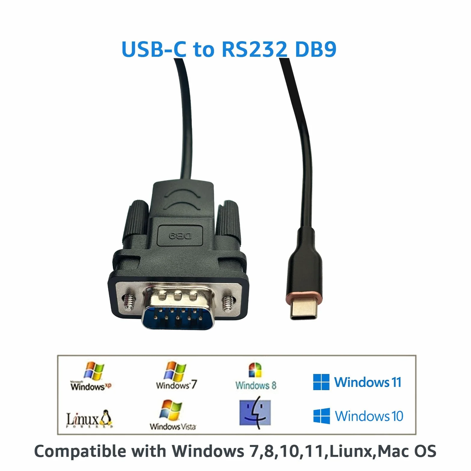DSD TECH SH-RS232M Cavo seriale da USB-C a RS232 DB9 con chip FTDI per Windows Linux Mac