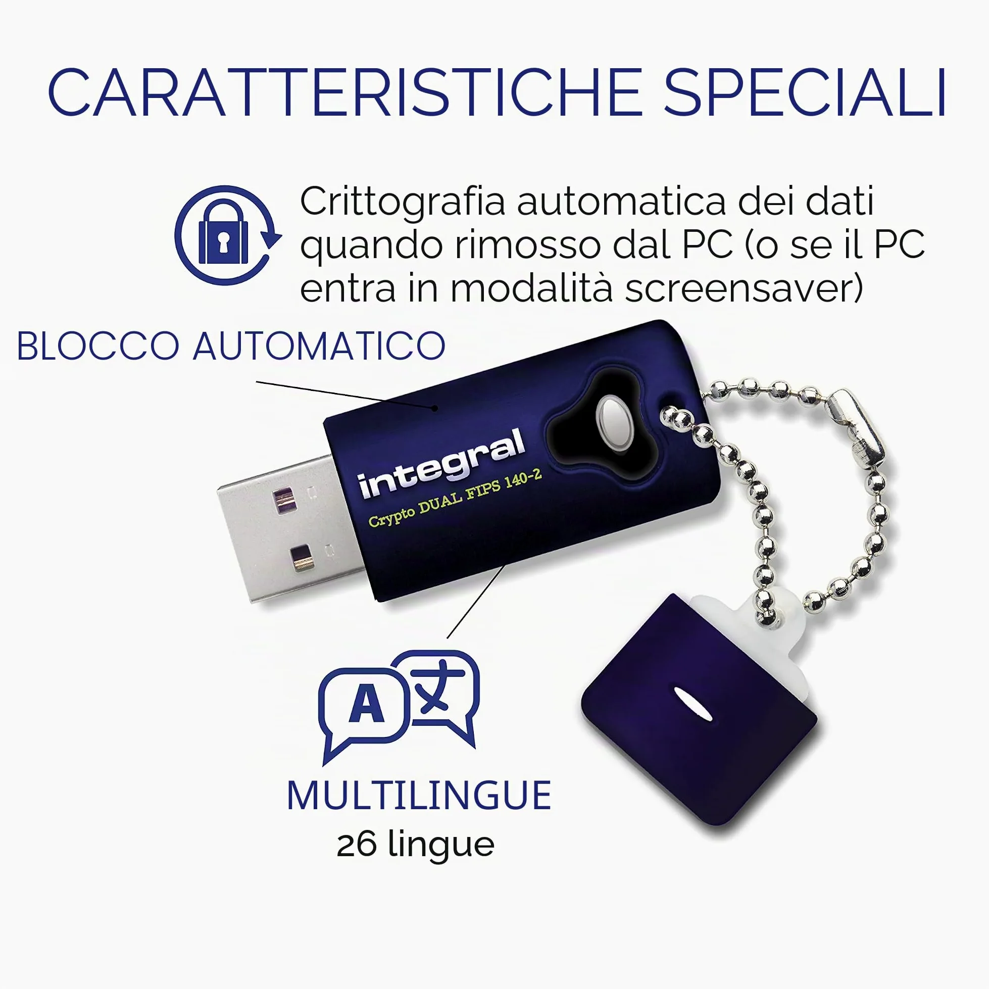 Integral INFD16GCRYDL3.0140-2 Crypto Dual FIPS 140-2 - Chiavetta USB 3.0 da 16 GB con crittografia hardware AES a 256 bit