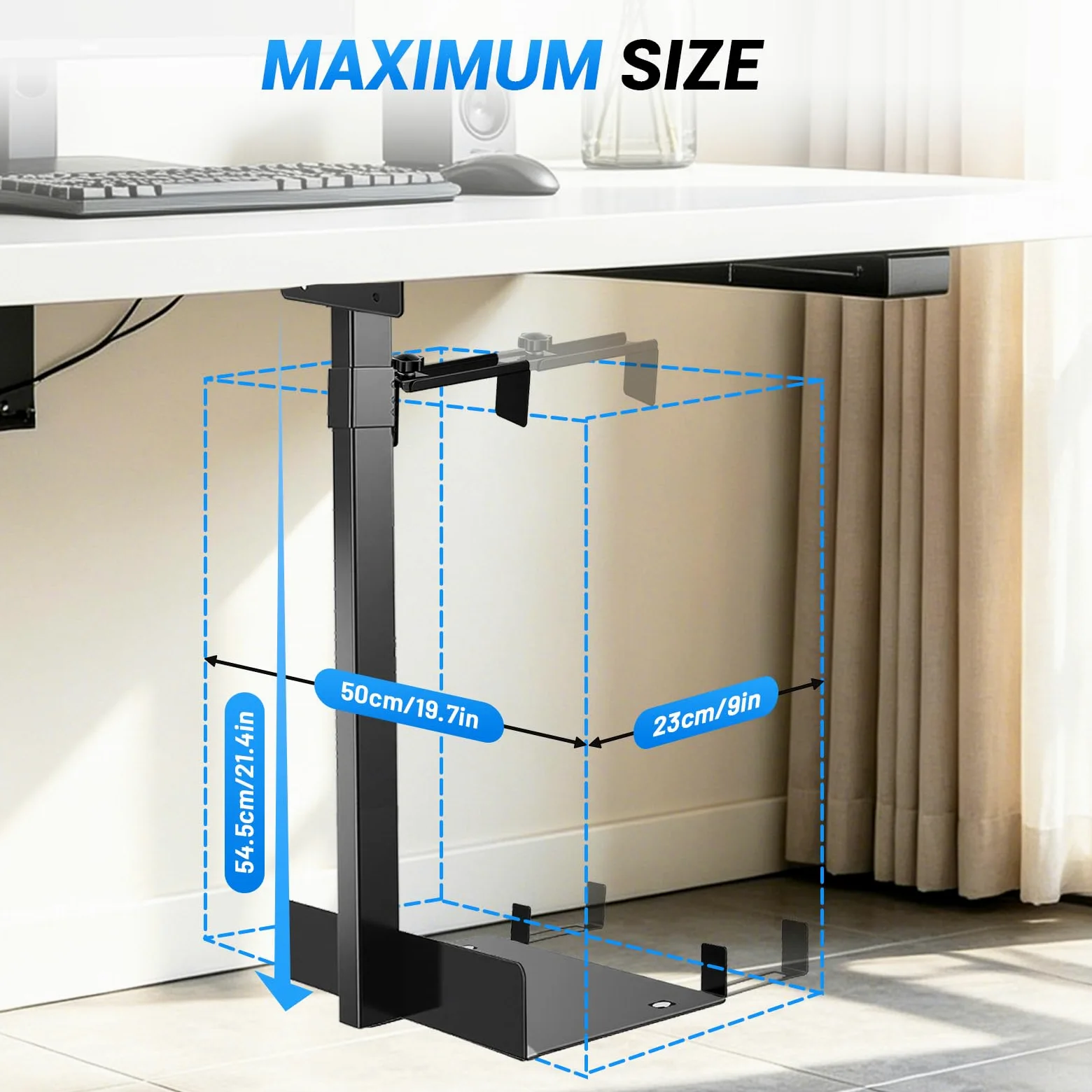 Supporto per PC CPU Regolabile Sotto Scrivania, supporto PC per 30-50 cm, supporto a parete per computer in acciaio al carbonio, supporto PC sotto il tavolo per case del computer, fino a 30 kg