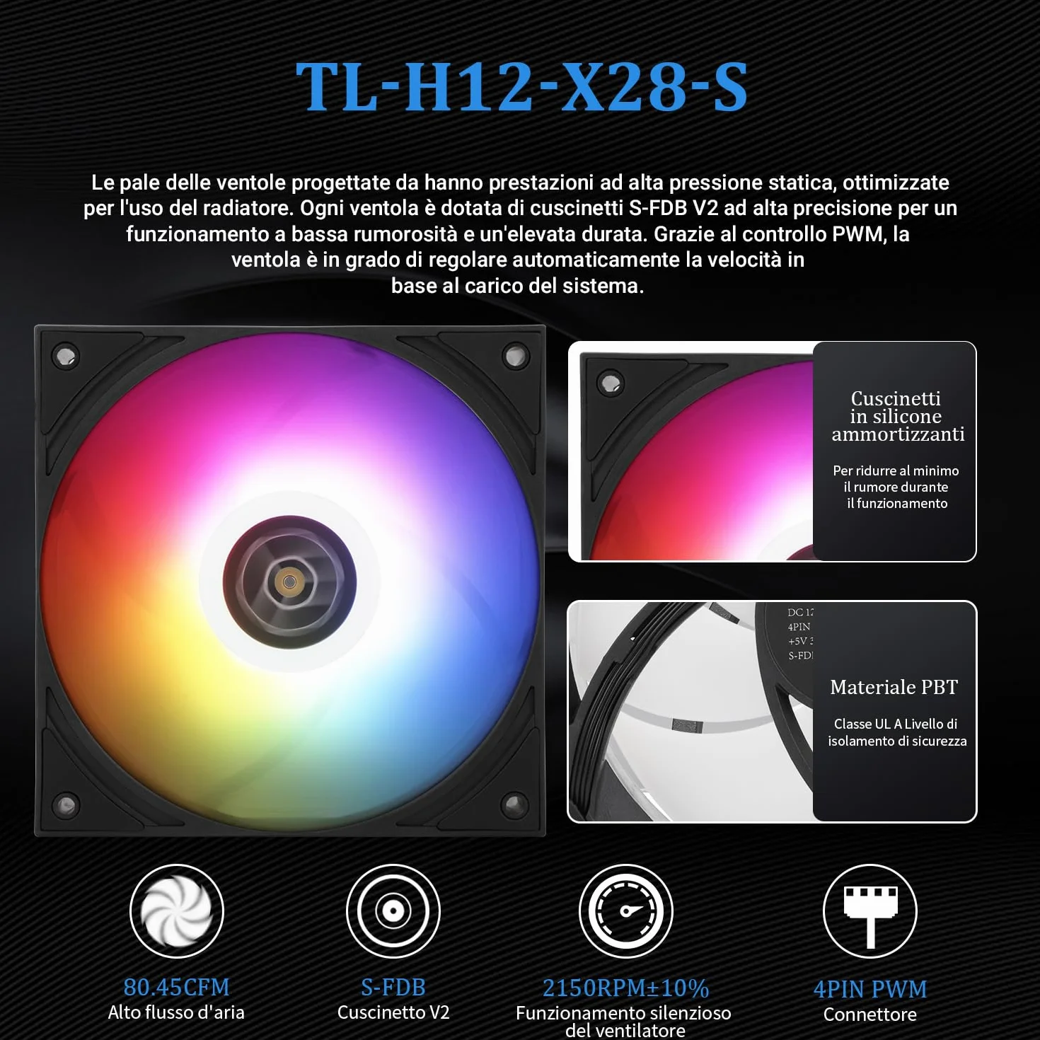 TR Grand Vision 240 ARGB Nero AIO CPU Liquid Cooler, Schermo LCD IPS con Risoluzione 480x480, per AM5/LGA1851/1700, Schermo LCD Magnetico da 3,4 Pollici per Immagini - Nero