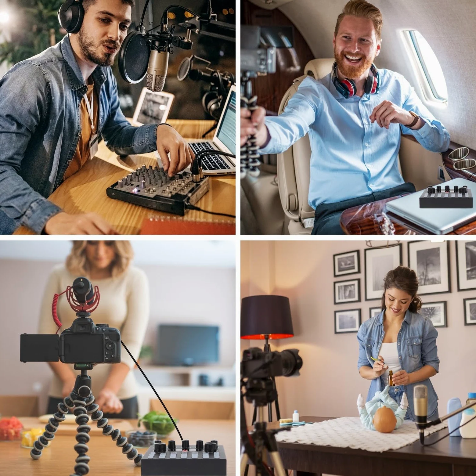 Scheda Audio Esterna per Adulti Cambia Voce, Mixer Professionale, Custodia in Ferro Nero, Compatibile Computer e Smartphone, Effetti Luci Colorate per Live Streaming