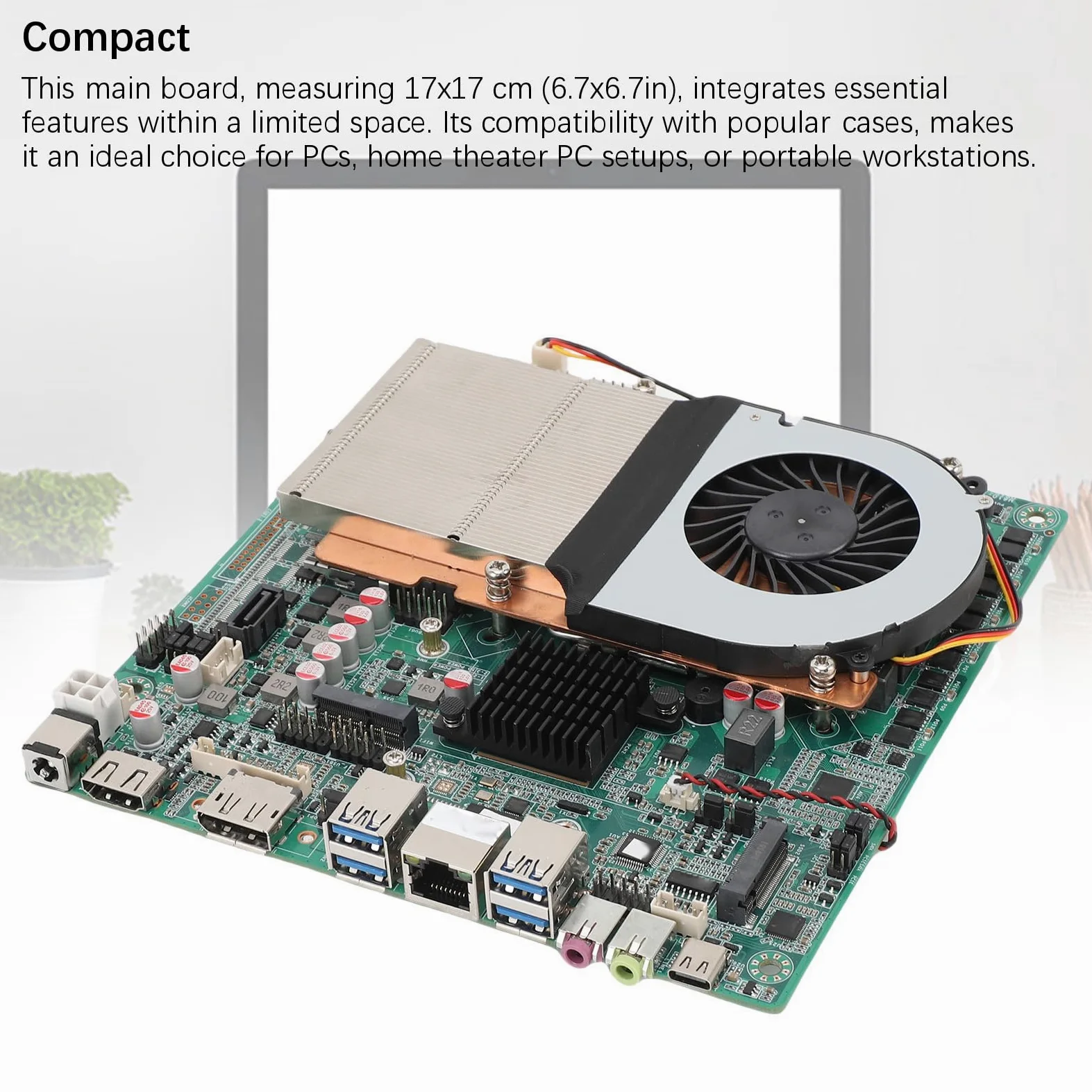 Scheda Madre ITX, Doppio DDR4 64GB RAM USB 3.0 Slot M.2 Ad Alta velocità, con Radiatore in Rame Ultra Sottile e Connettori di Alimentazione ATX, per Processore LGA1700 PC HTPC
