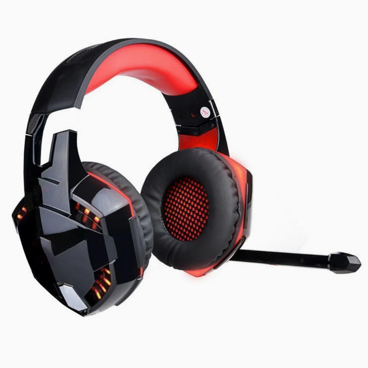 Gadpiparty Cuffie da Gioco con Luce LED Bassi Profondi Stereo Suono Surround Microfono Cuffie Over-ear per Computer e PC Rosse Driver Magnetico al Neodimio da Isolamento dal Rumore