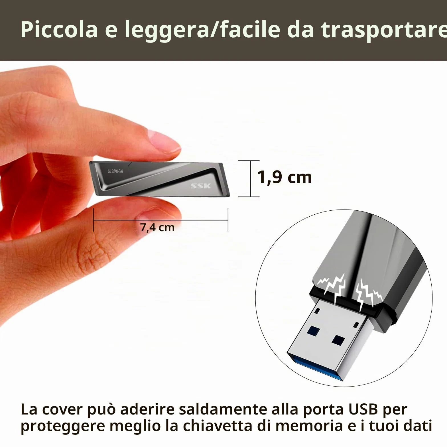 SSK SSD USB 3.2 Gen2 da 256 GB, lettura fino a 550 MB/s e scrittura da 500 MB/s SSD esterno portatile Unità USB veloce + adattatore USB C per smartphone, laptop, tablet e altro di tipo C