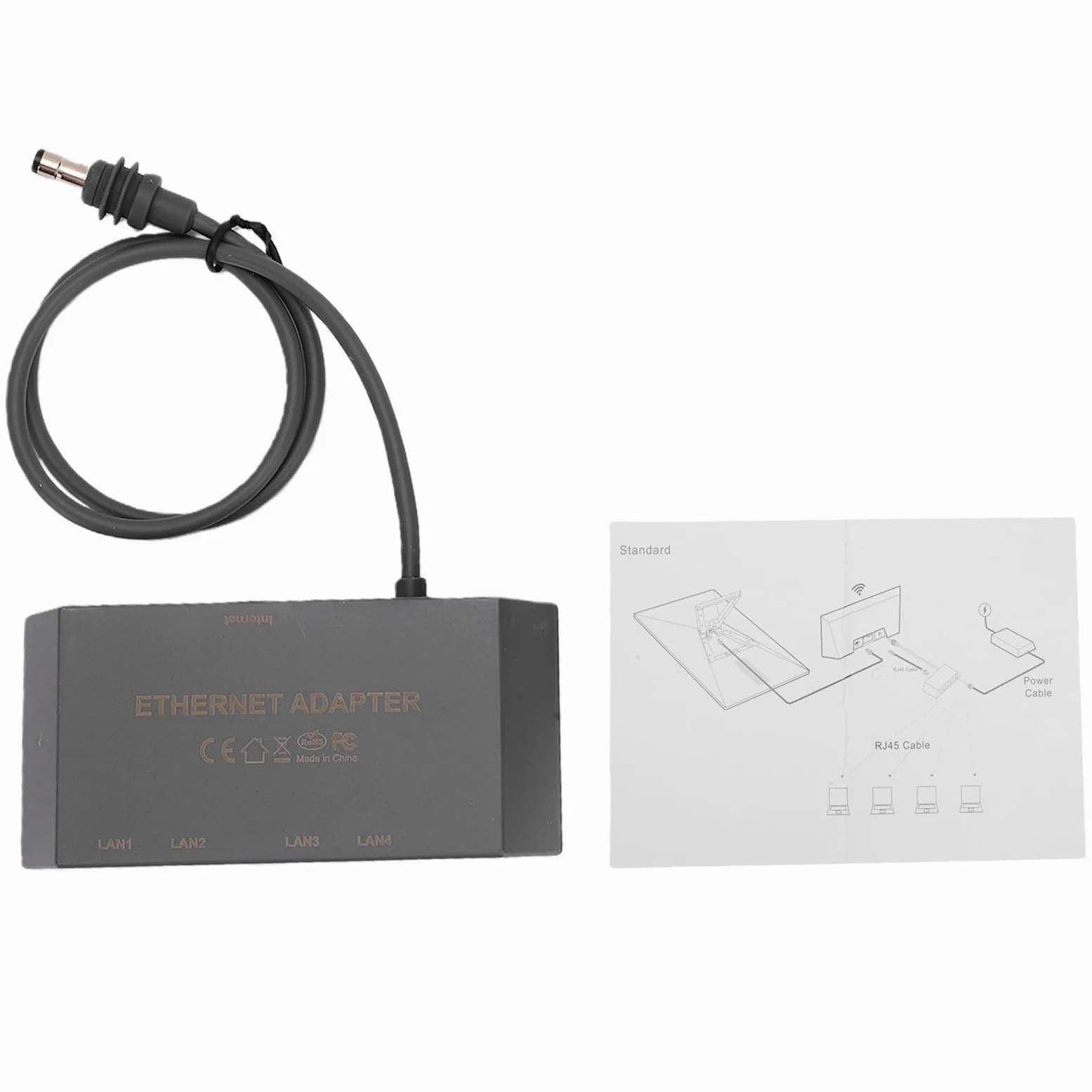 Adattatore Ethernet 4 Porte, Plug and Play Gigabit per Desktop | Materiale ABS, Compatto per Piccoli Uffici, Uso Marino, Configurazione del Driver Necessaria, Connessione Cablata Stabile