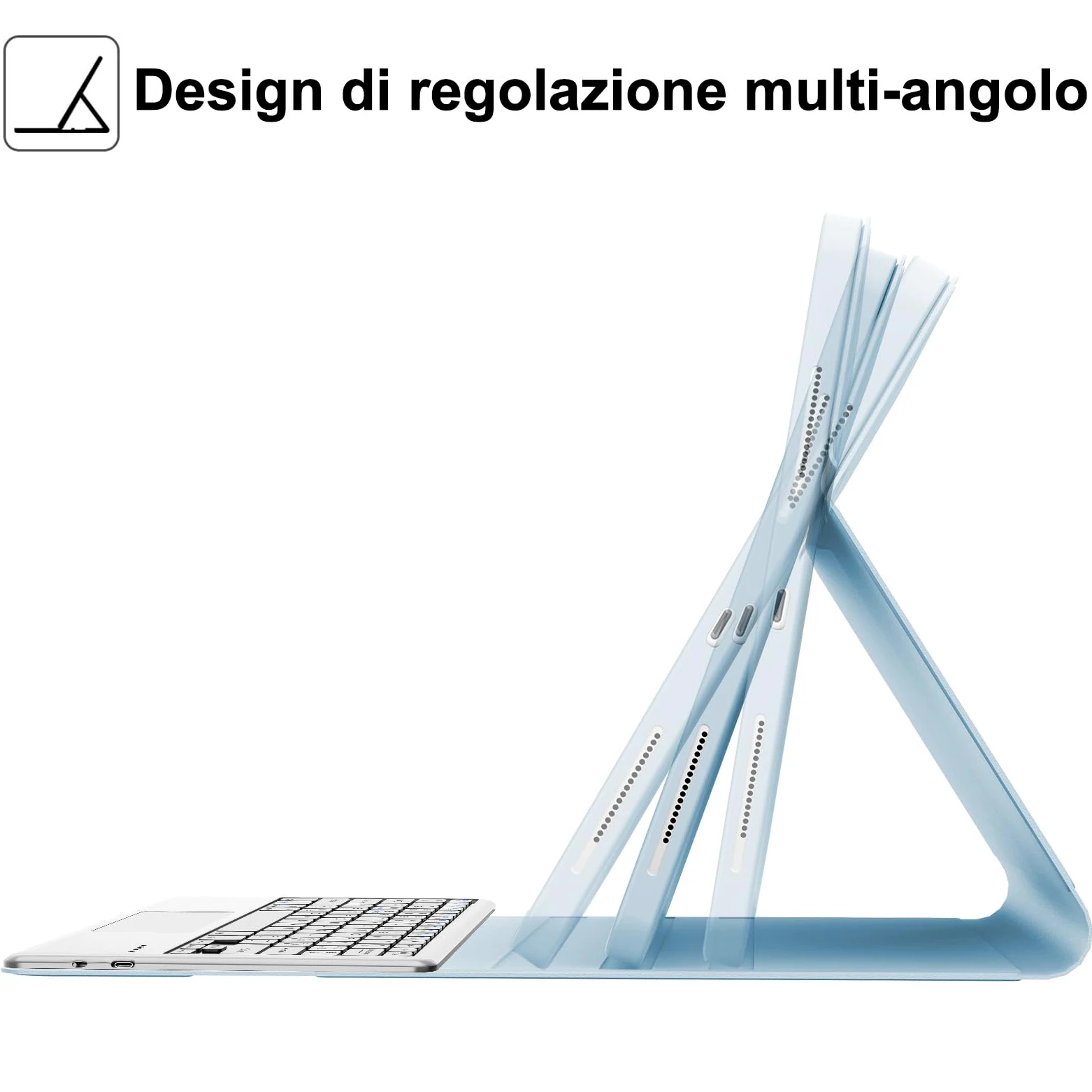WINCHKING Tastiera per iPad Pro 12.9 con Touchpad, Cover con Tastiera per iPad pro 12.9, Custodia QWERTY Bluetooth Magnetica Keyboard per pro 12.9 pollici 6/5/4/3 Generazione, Azzurro