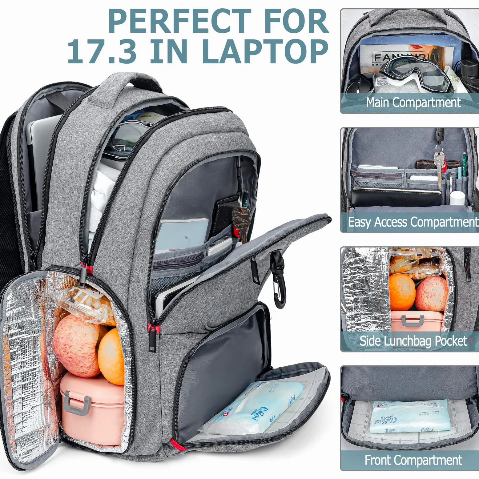 BIKROD Zaino Uomo Zaino per PC Portatile, 15,6 Pollici Zaino Porta PC con Caricatore USB Zaino da Lavoro, Impermeabile Zaino per Laptop, Computer, Notebook, Scuola, Viaggio Regalo Uomo & Donna