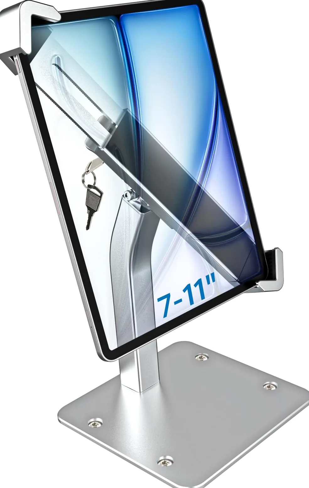 GDZN Supporto Tablet Antifurto Tavolo - Supporto iPad Sicurezza Antitaccheggio con Serratura e Chiave per Scrivania, Chiosco, Negozio/POS, Reception, Compatibile con iPad Pro, Samsung Tab, da 7-11"