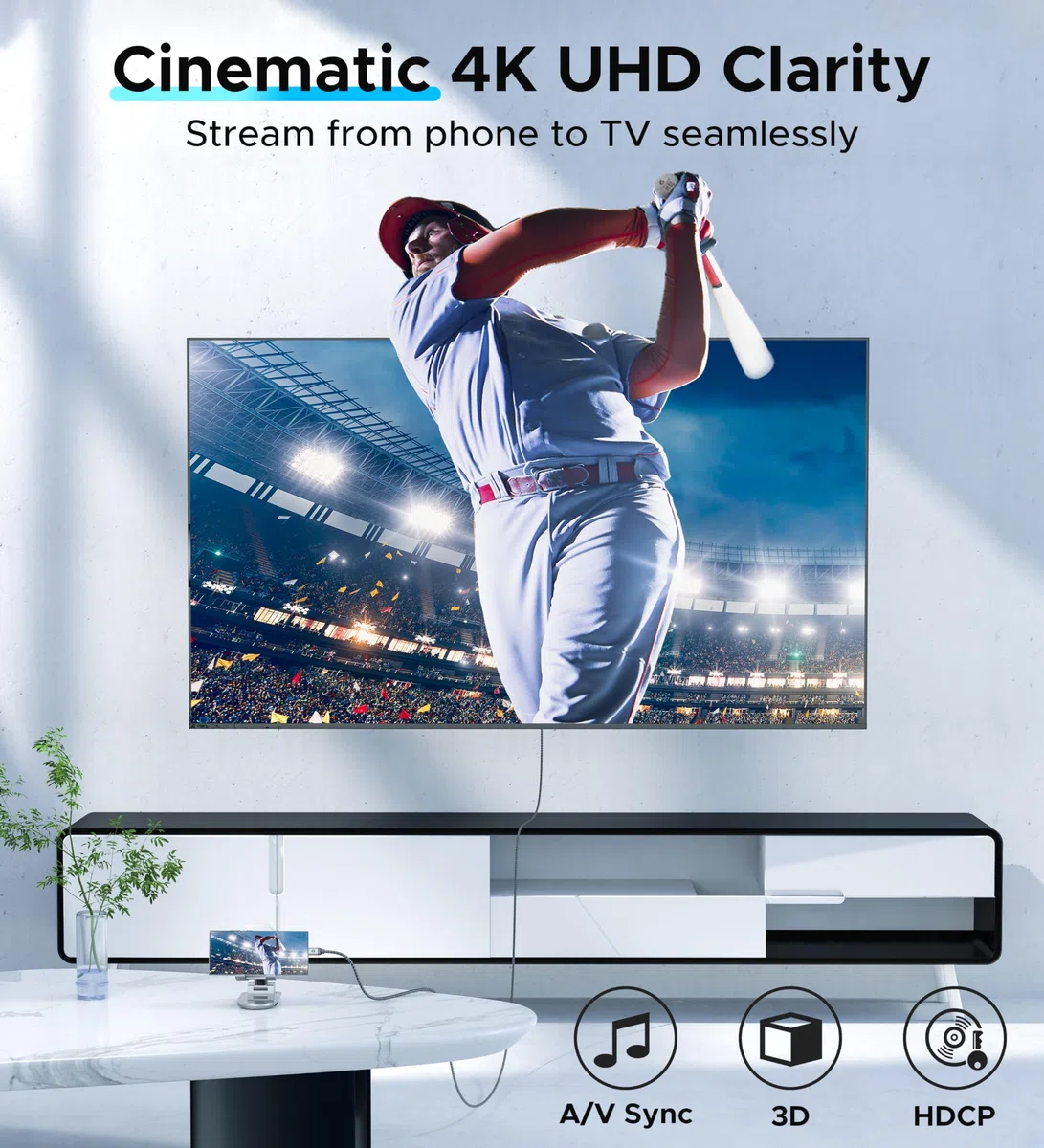 WARRKY Cavo da USB C HDMI 4K@60Hz, [Spine Placcate in Oro] Cavo USB C a HDMI Compatibile con Thunderbolt 3/4, MacBook Pro/Air, iMac, iPad Pro/Air, Surface Pro/Go, Galaxy S23-3m