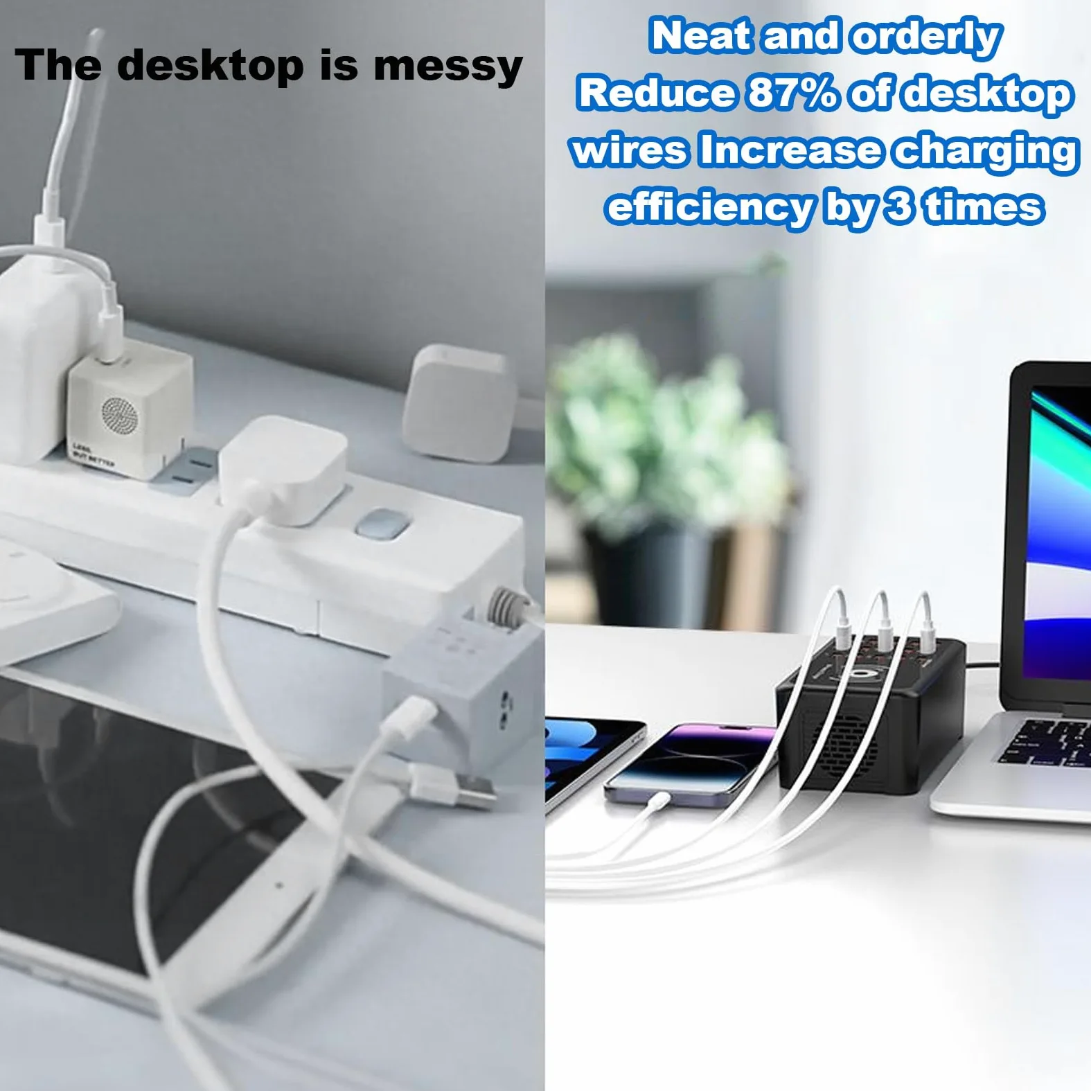 Stazione di ricarica USB - Hub a ricarica rapida a 15 porte, adattatore portatile ad alta velocità, organizer per dispositivi multipli, resistente blocco per tablet per laptop | Home Office Viaggi