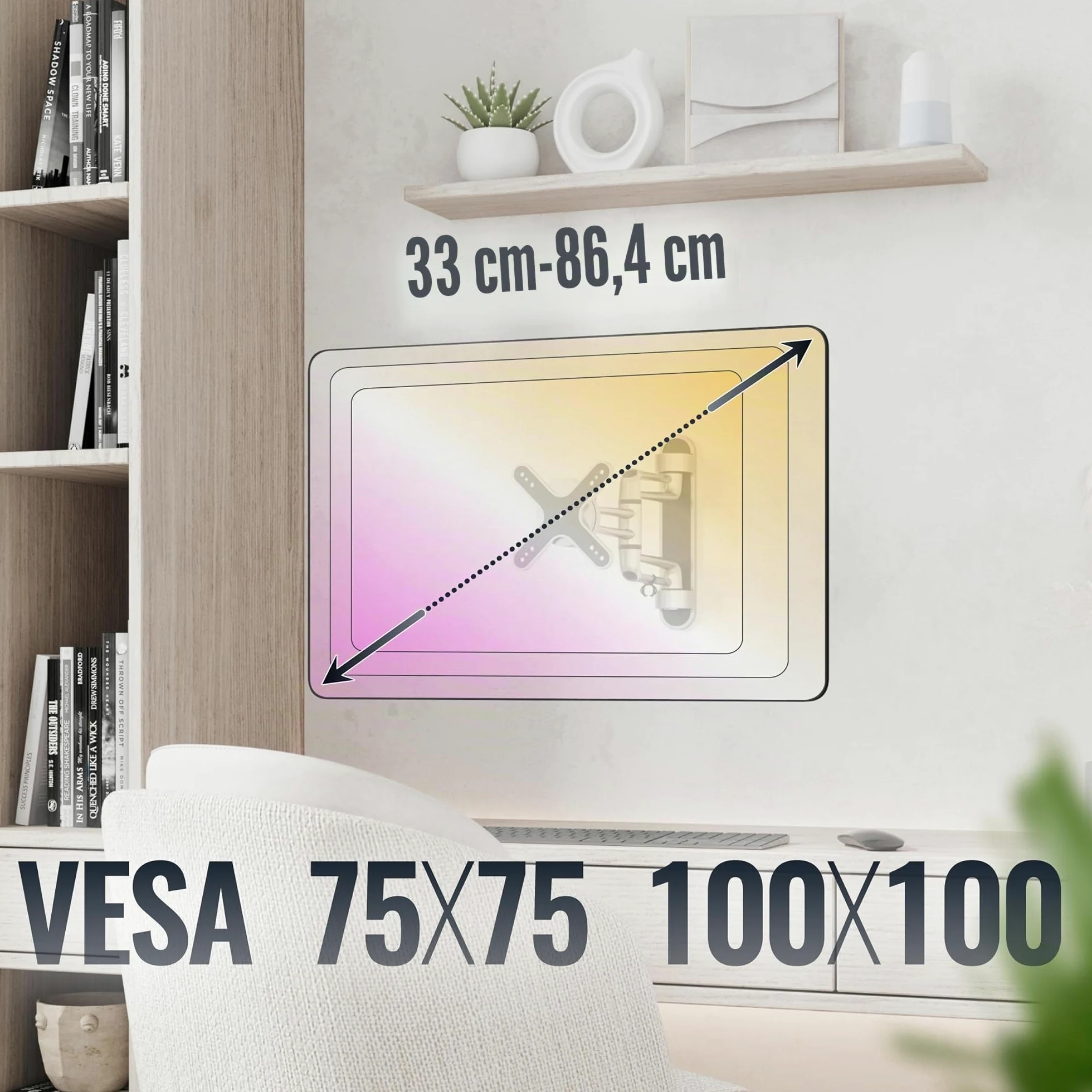 RICOO S2111 Supporto TV da parete Staffa TV 13-34 pollici per 13 34 pollici girevole inclinabile fino a 22 kg max VESA 100x100