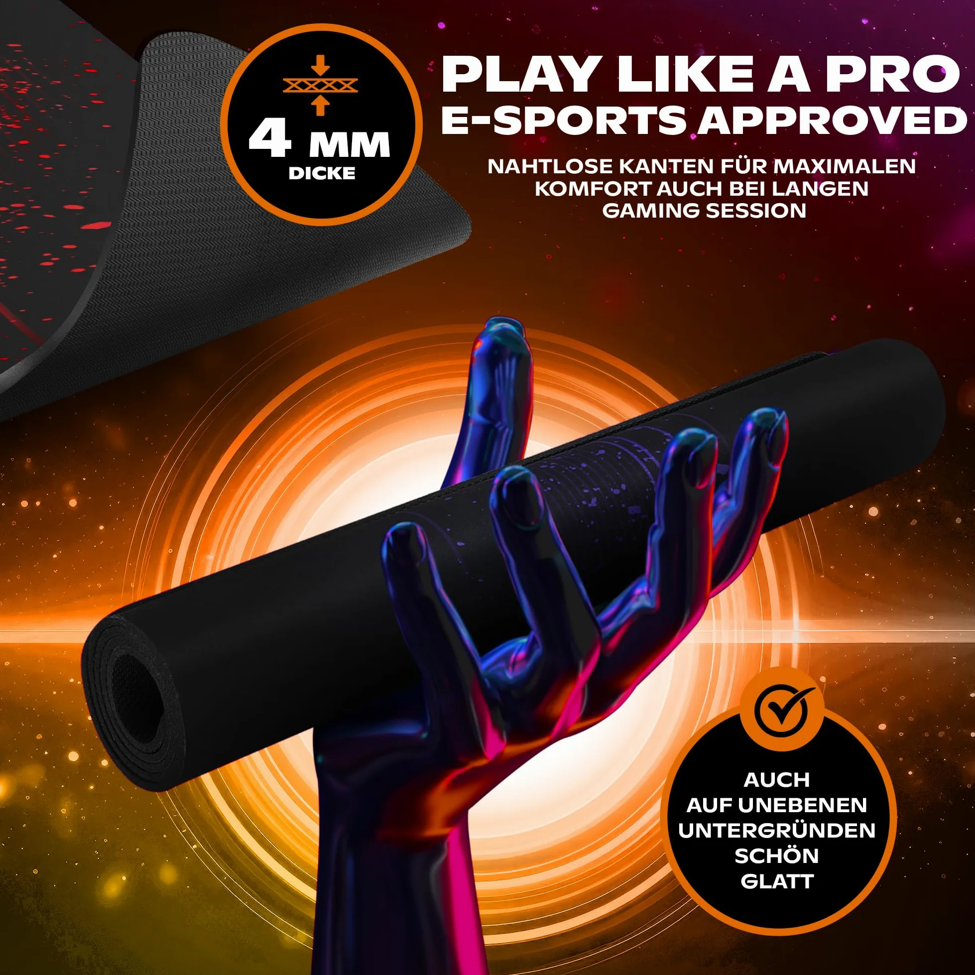 BEASTCOM Hero X2000R - Tappetino per mouse da gaming, colore rosso, XL (900 x 400 mm), base in gomma antiscivolo, facile da scivolare, materiali ecologici, bordi senza cuciture, sottomano da scrivania