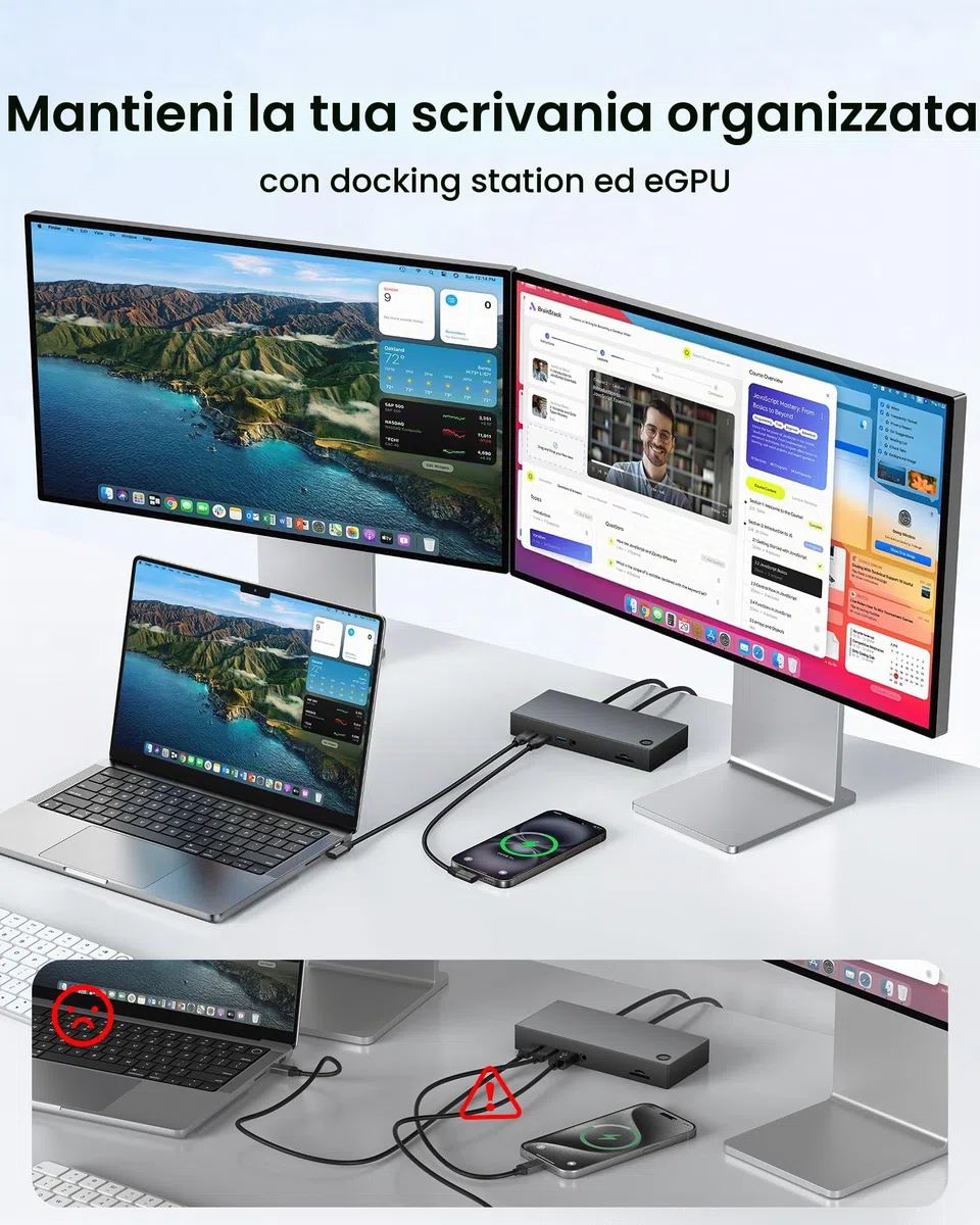 Silkland 40Gbps Cavo Thunderbolt 4 Compatibili, Cavo USB4 1M, 8K/6K/5K@60Hz 4K@144Hz HDR, 240W PD3.1 Cavo USB Type-C per MacBook, PSSD, Dock, Android Auto, iPhone16/15, Galaxy S25 Ultra