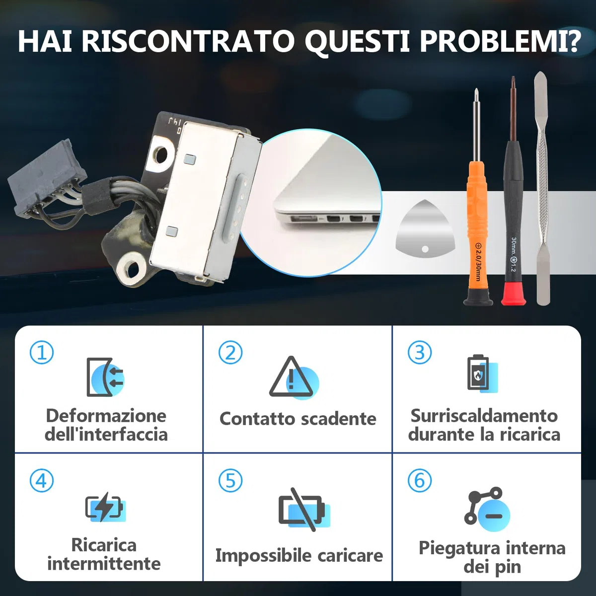 Connettore Porta Dock per MacBook PRO 15” A1398 2012 2013 2014 2015 Ricarica Cavo Flessibile per MacBook PRO 15” A1398 MC975 MC976 ME664 Dock Connettore di Ricarica con Strumento XX