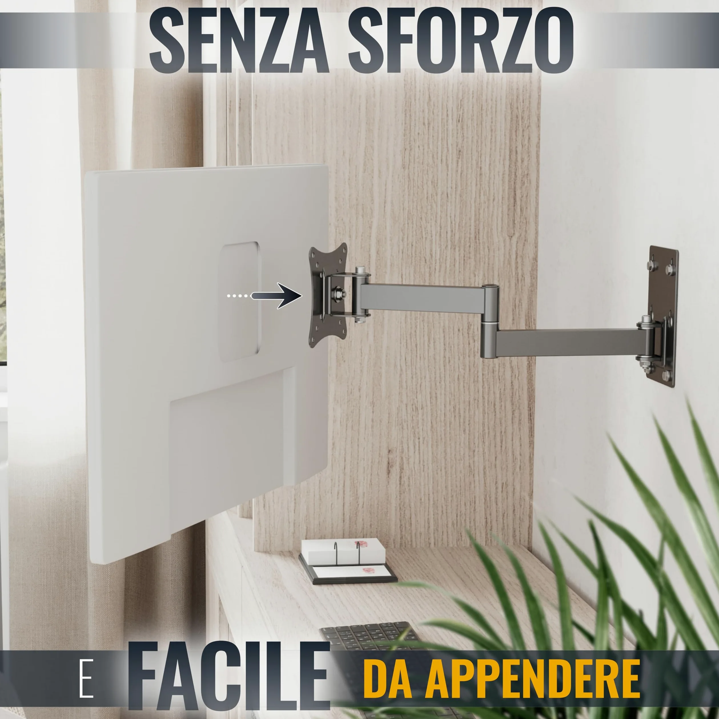 RICOO R02-11 Supporto TV da parete Staffa TV 13-34 pollici per 13 34 pollici girevole inclinabile fino a 20 kg max VESA 100x100 | Supporto per TV da parete, orientabile, VESA 75 x 75, 100 x 100, supporto per monitor curvo
