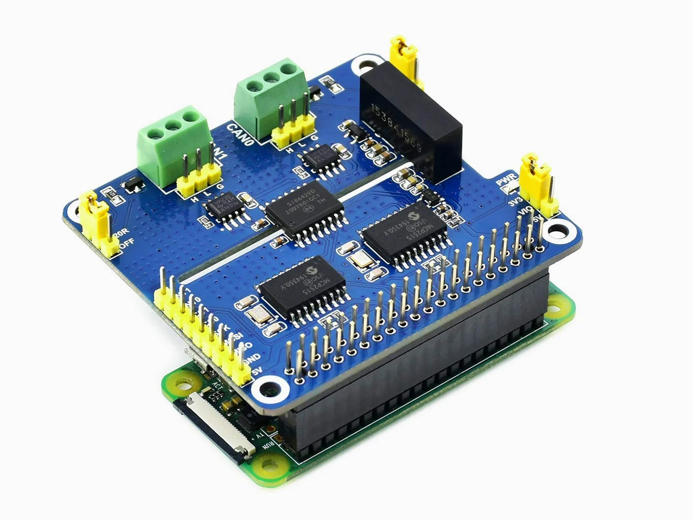 Waveshare 2-Channel Isolated CAN Expansion HAT for Raspberry Pi with MCP2515 + SN65HVD230 Dual Chips Solution and Multi Onboard Protection Circuits