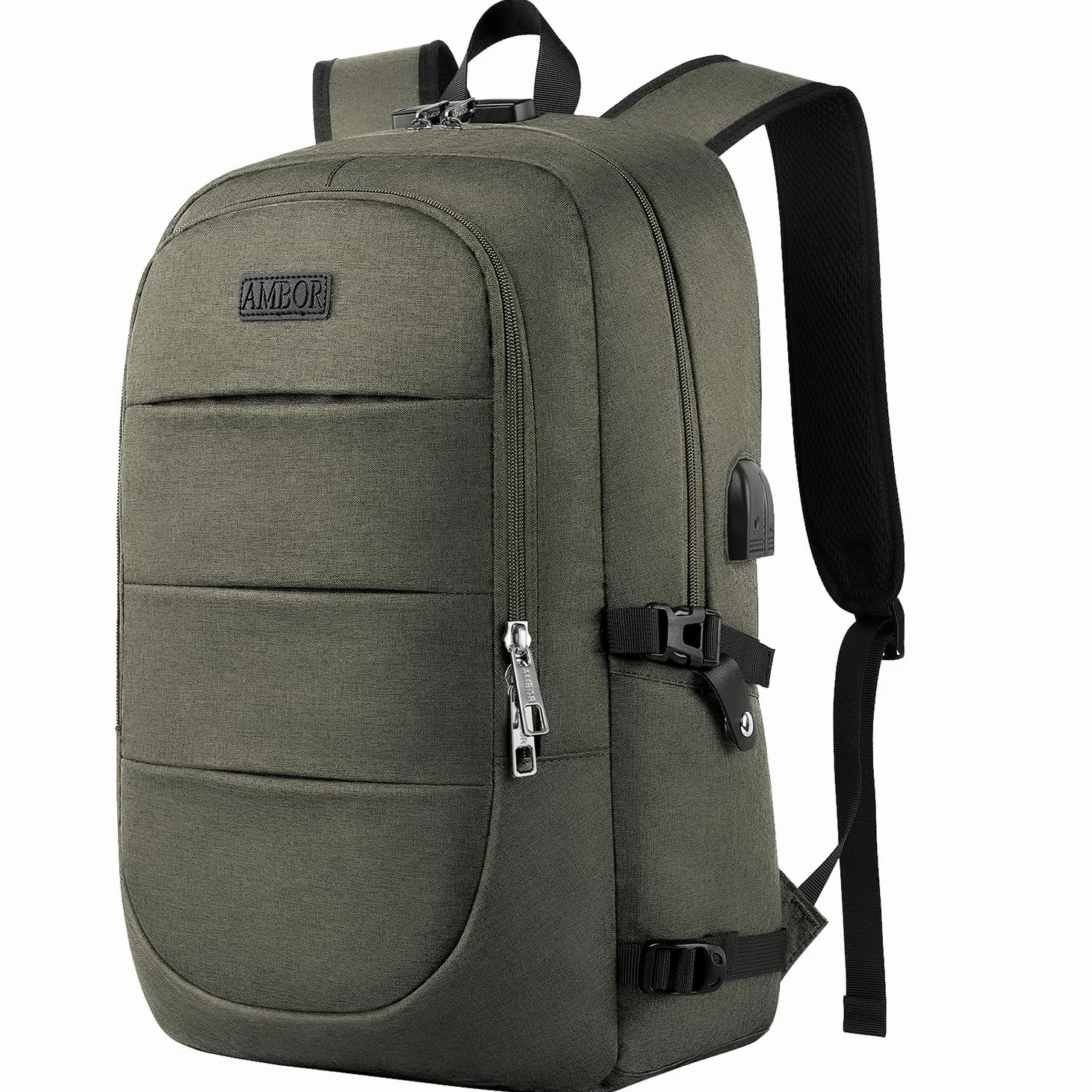 AMBOR 17,3'' Zaino da Viaggio, Zaino Porta PC con Porta USB di Ricarica | Resistente All'Acqua Antifurto Zaino Viaggio Da Uomo Con Scomparto Per Notebook, Multifunzionale Per Lavoro, Studio, Volo