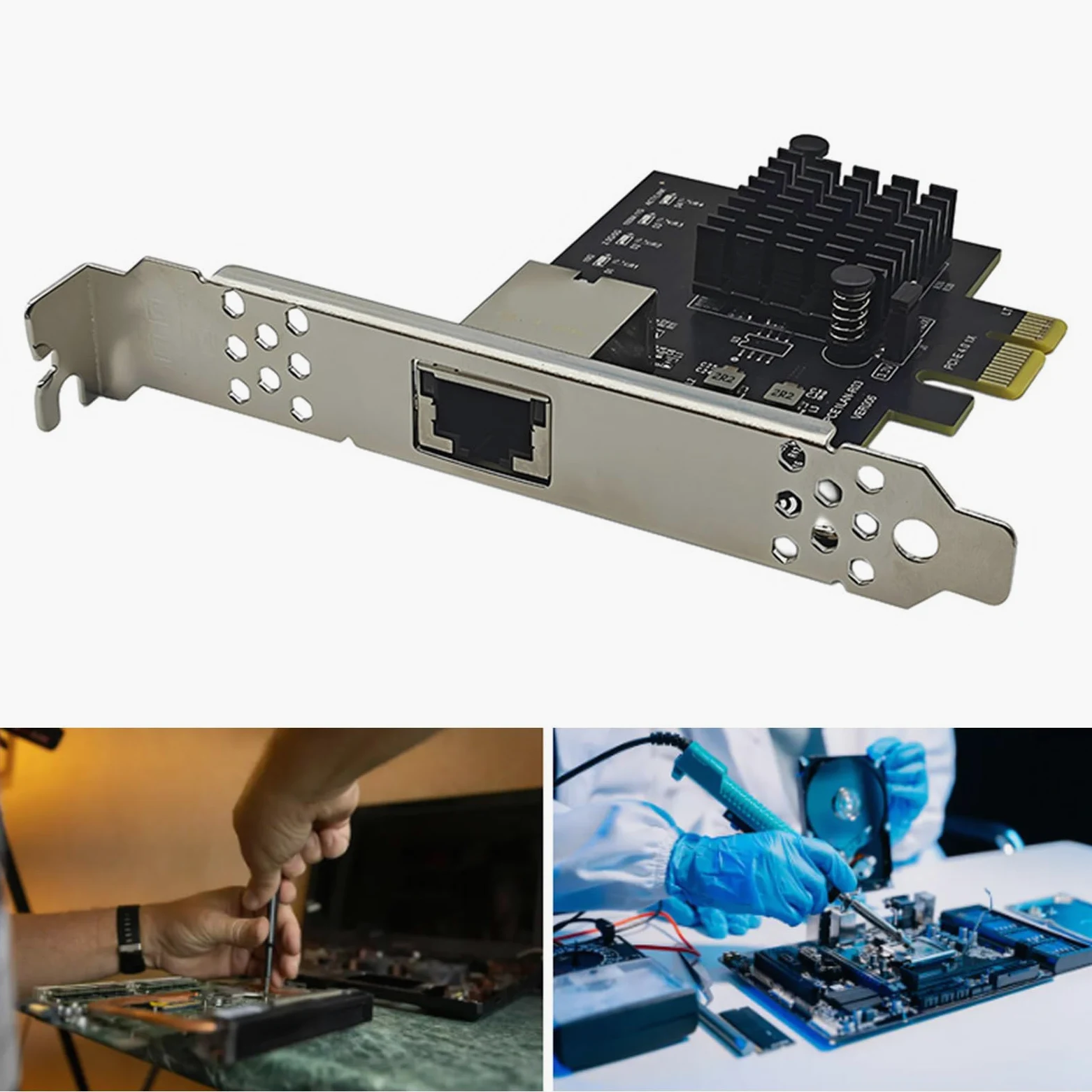 Scheda Rete per Server Gigabit RJ45 PCIE4.0 da 10 Gbps Scheda Rete Chip RTL8127AT Staffa a Basso Profilo per Accessori per Desktop Adattatore Rete
