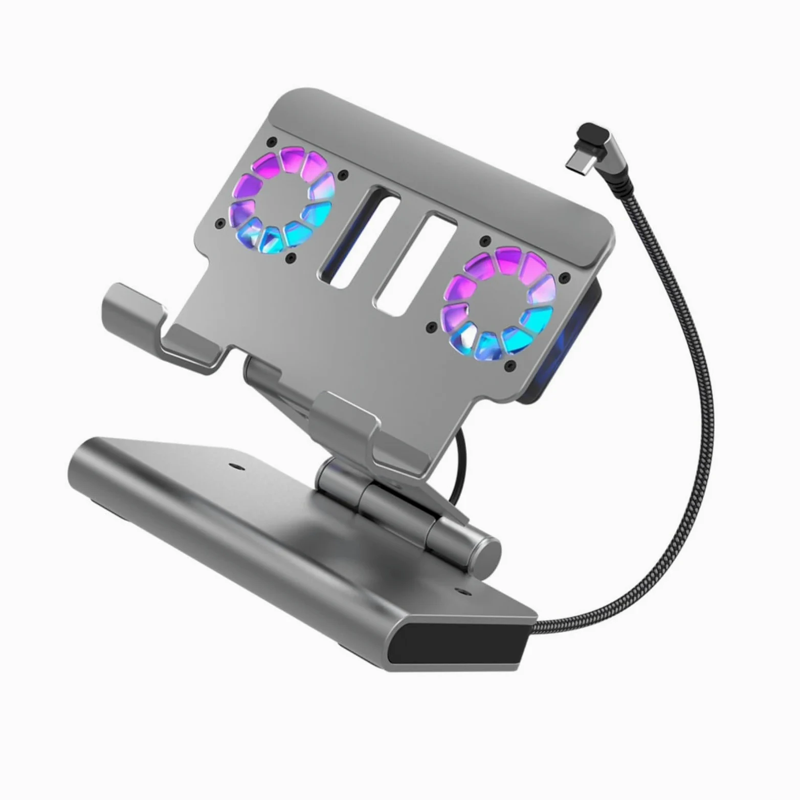 Confezione da 1 docking station di raffreddamento con doppia ventola per Onexplayer Apex per ROG Ally-X Steam Deck, hub USB Gigabit Ethernet 4K a 60Hz, supporto regolabile per giochi (grigio