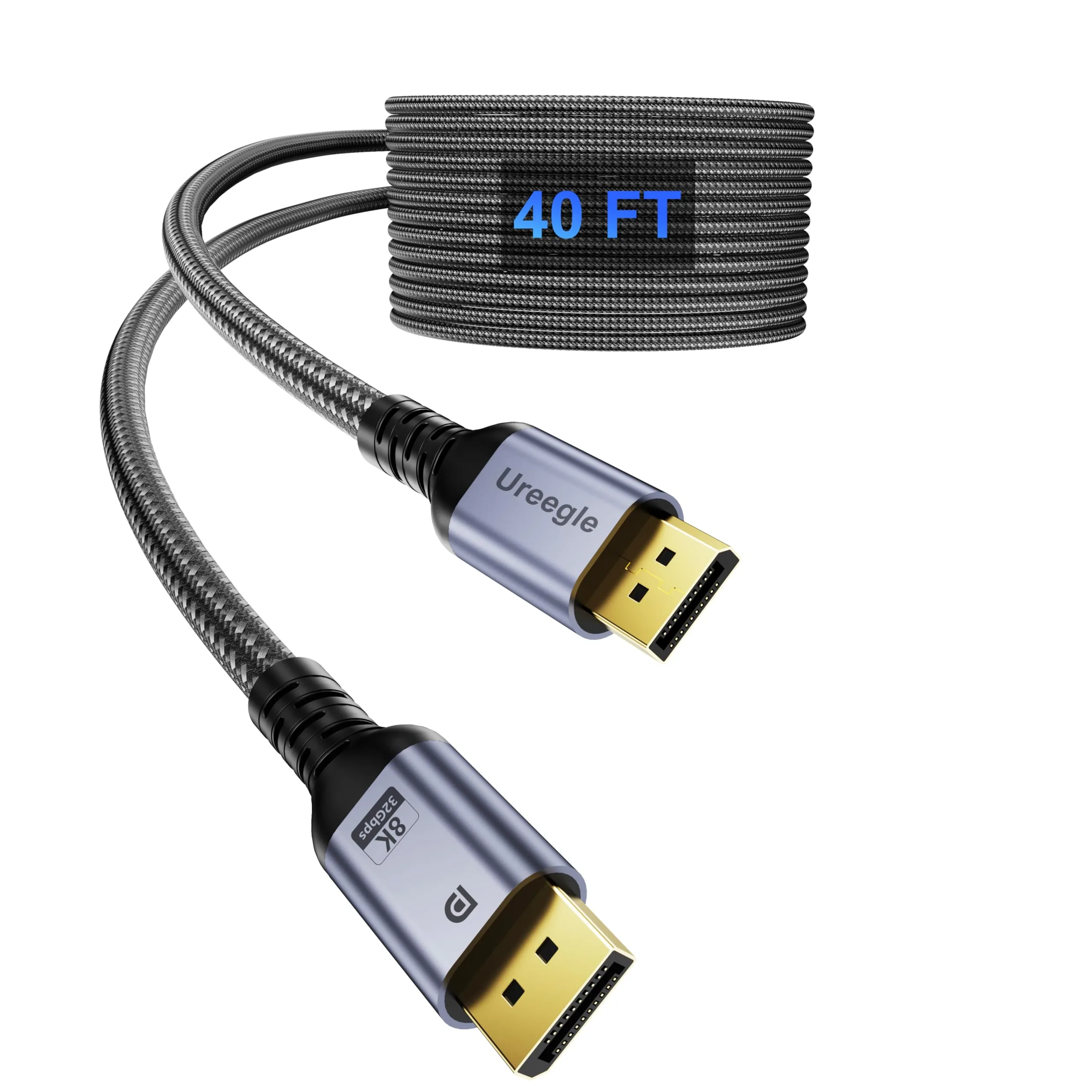 Cavo DisplayPort 1,2 m, 32,4 Gbps HBR3, 8K a 60 Hz, 4K a 144 Hz, 2K a 240 Hz | Cavo lungo DisplayPort 1.4, per PC da gioco, Home Theater, proiettore, sala conferenze e installazioni AV