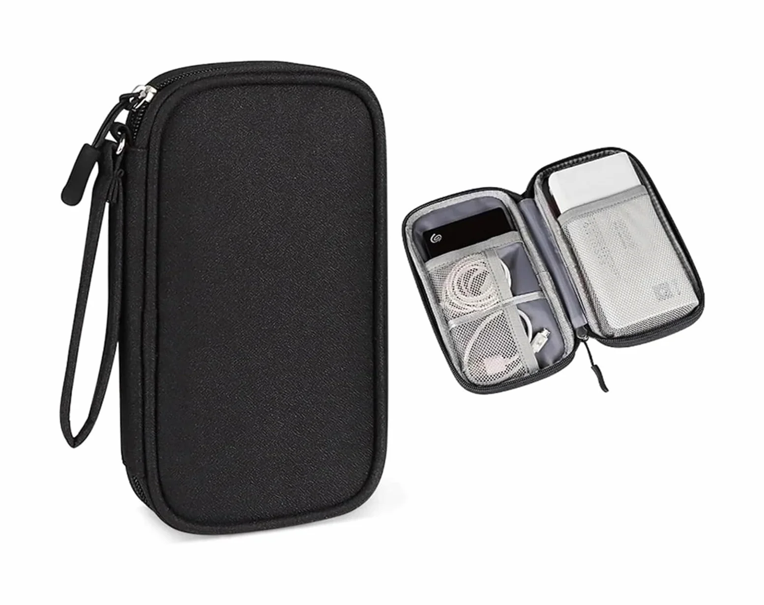 Borsa organizer cavi 2 pezzi | Custodia impermeabile a strato singolo(Black)