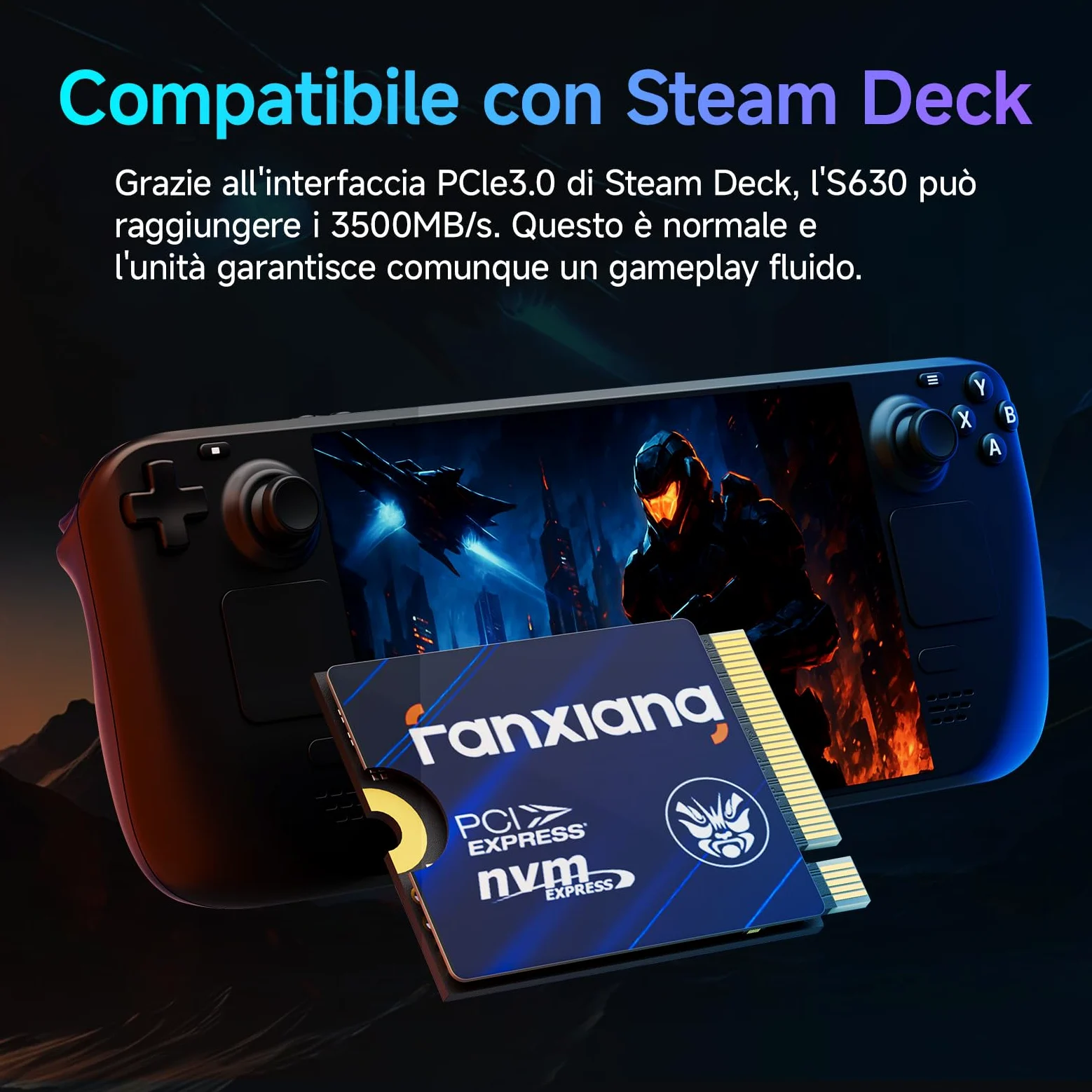 fanxiang S630 500GB SSD M.2 2230, NVME M2 SSD PCIe Gen4x4, Fino a 4850MB/s, Per Rog Ally, Steam Deck, Microsoft Surface Pro, Mini PC, Ultrabook - Unità a Stato Solido Interna