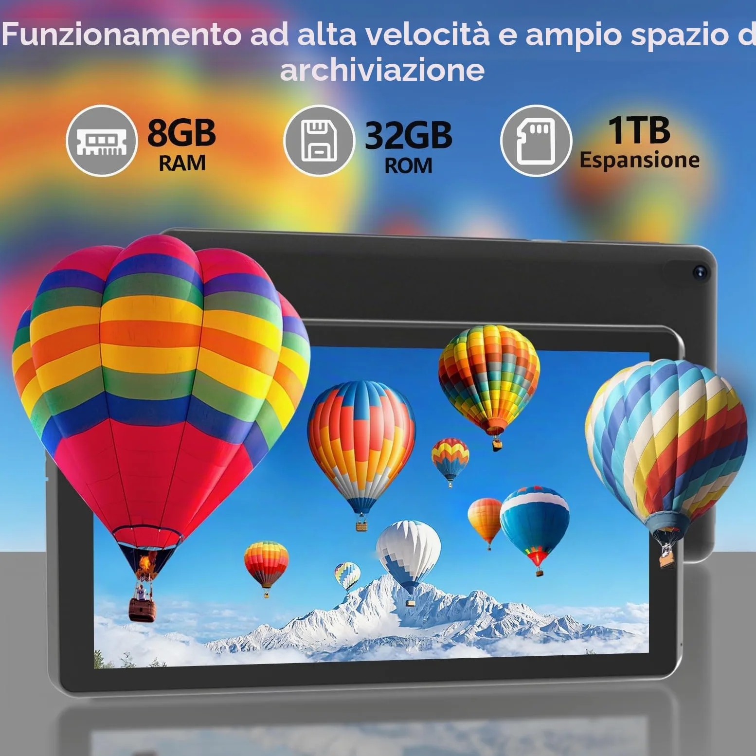 BYANDBY Tablet Android 12.0 da 7 pollici, 4 GB + 32 GB ROM (espansione 1 TB), Quad-Core, WiFi, GMS, doppia fotocamera, educativo, gioco (nero)