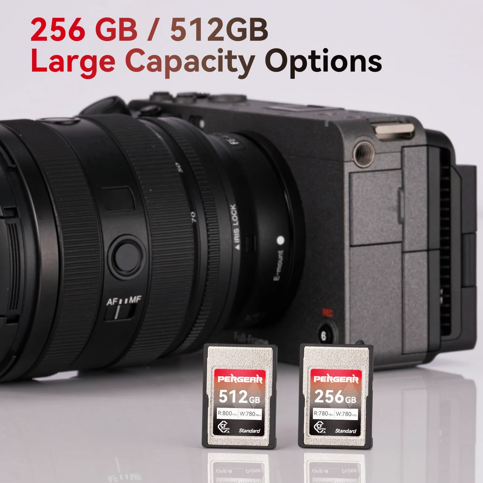 Pergear 256GB CFexpress tipo A da Scheda di Memoria, Velocità di Lettura Fino a 780 MB/s e Velocità di Scrittura 780 MB/s per Registrazione 4K 120P, 8K 30P, (Serie Standard)