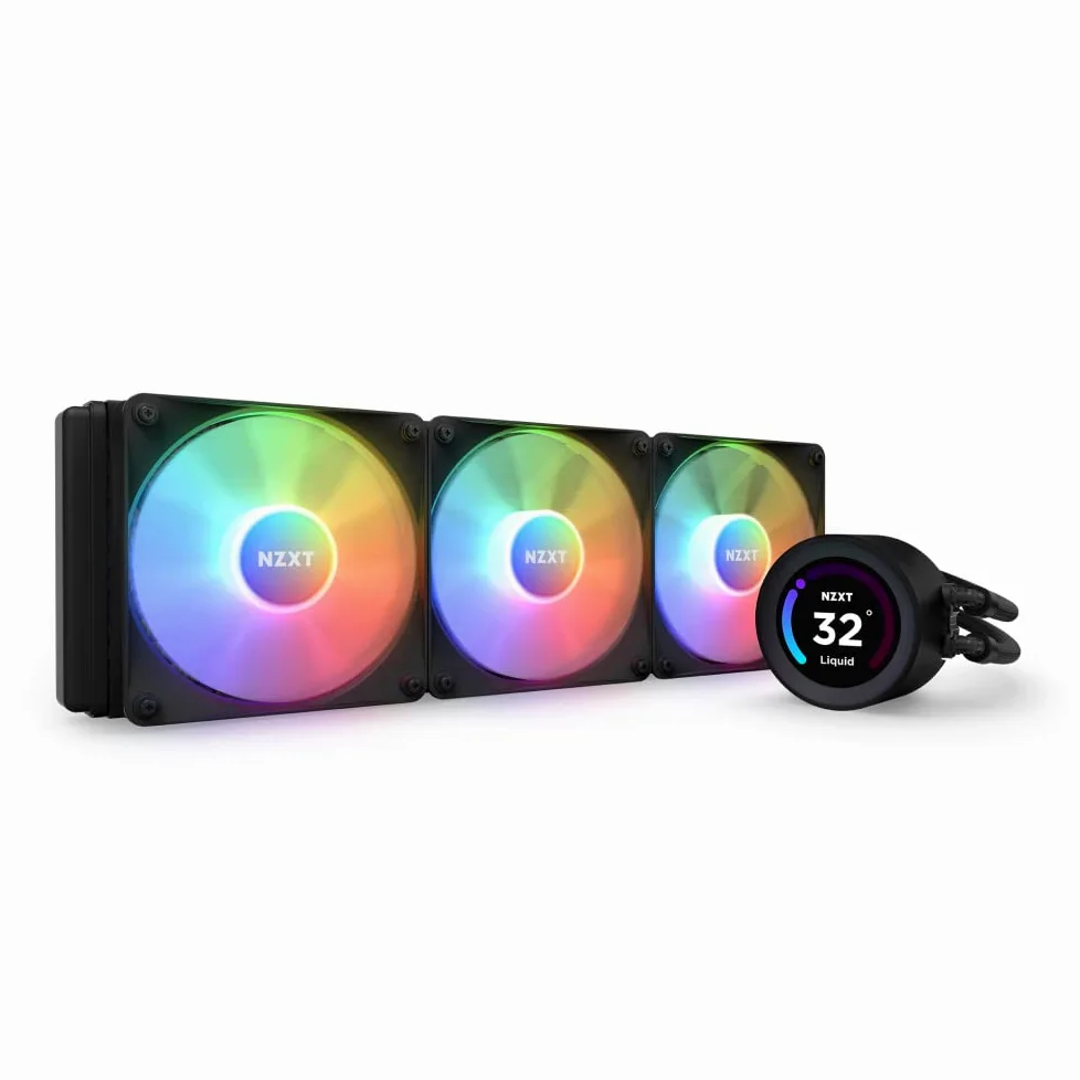 NZXT Kraken Elite RGB 360- RL-KR36E-B1-360mm AIO CPU Liquid Cooler - Customizable 2.36" Wide-Angle LCD Display for GIFs, Images, Performance Metrics - 3 x F120 RGB Core Fans - Black