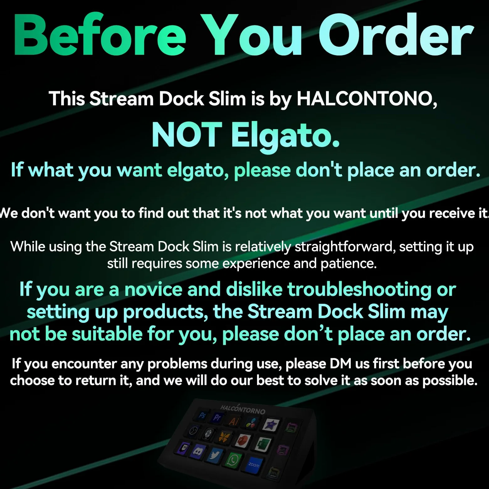HALCONTORNO Stream Dock Slim - Steamdeck per PC Mac, Controller di streaming cablato per creatori di contenuti, tastiera macro programmabile, configurazione di gioco in streaming, OBS Studio YouTube