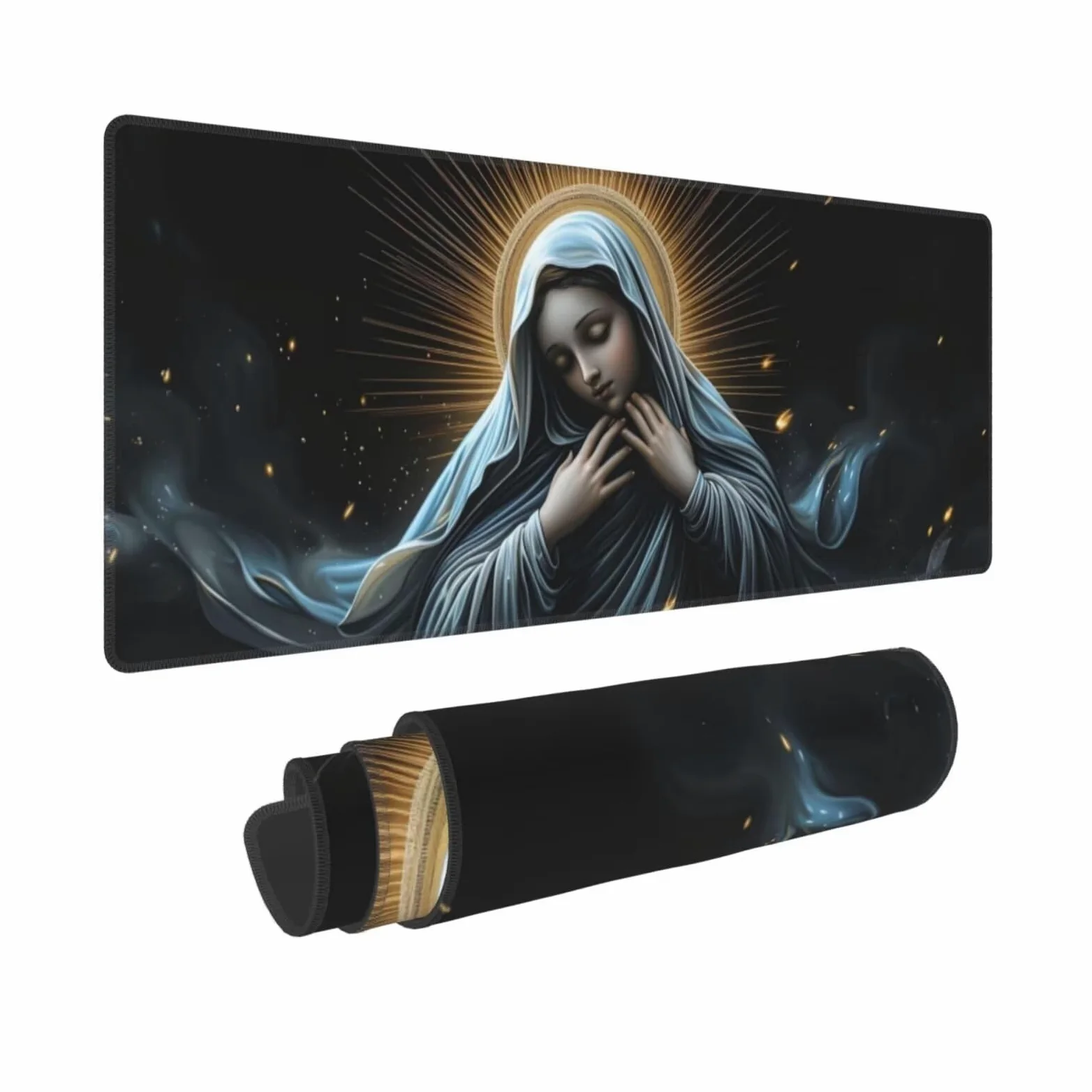 Tappetino Mouse, Tappetino Mouse Gaming Grande XXL 1500x800x3mm Tappetino Scrivania Mouse Pad, Base in Gomma Antiscivolo, Bordi Cuciti,Lavabile, Mousepad per Ufficio e Gaming (Nostra Signora) R-610