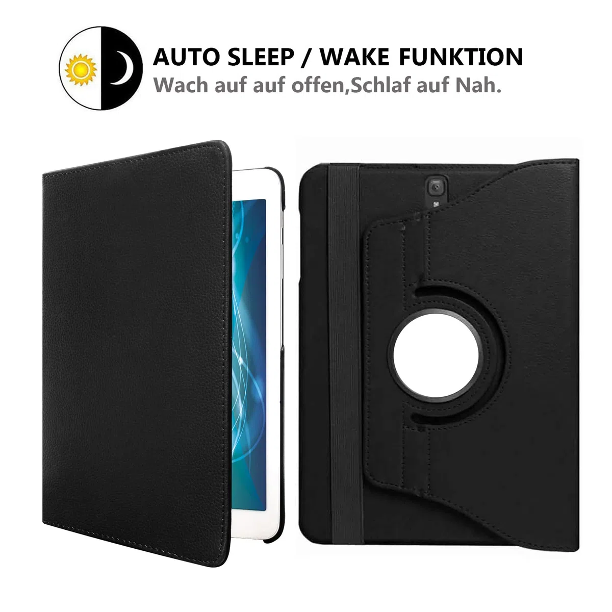 Custodia per Samsung Galaxy Tab S3 9.7 pollici 2017 (SM-T820 SM-T825) - Rotazione di 360 gradi Custodia protettiva completa per supporto,Con Penna Stilo, Pellicola Per Schermo (Black)