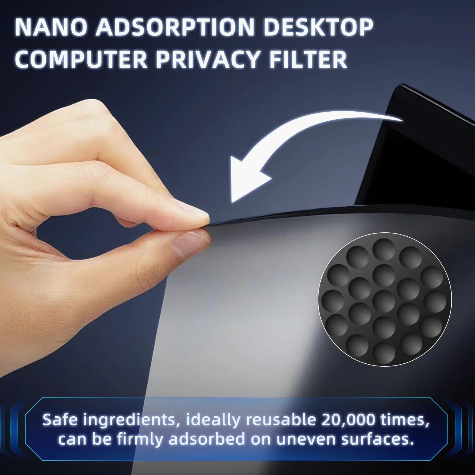 23.8 Pollici 16:9 Nanoadsorbimento Filtro Privacy Premium, Rimovibile Anti Luce Blu/Antiriflesso/Anti UV, Pellicola de Protezione per 23.8" Monitor/Laptop Computer