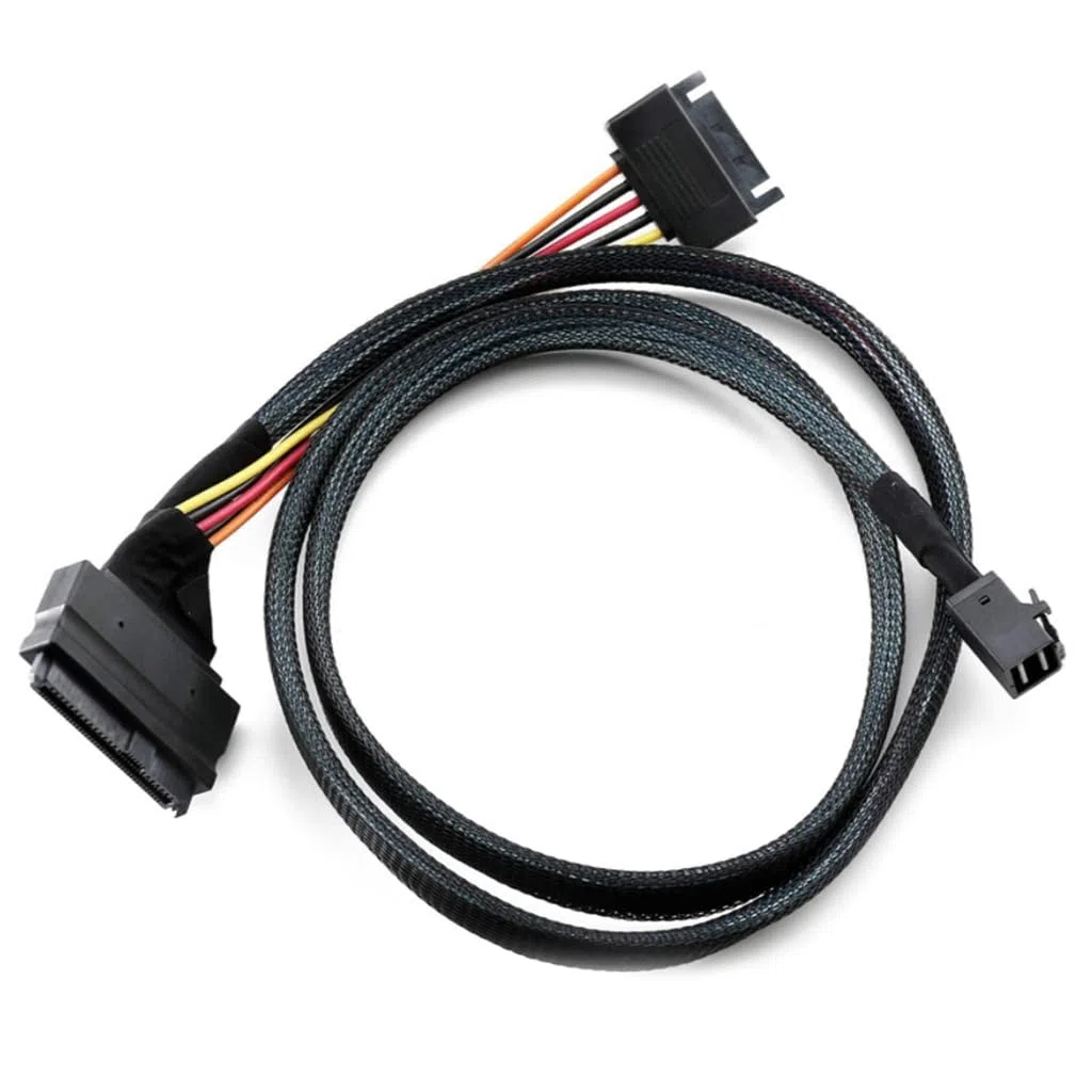 JMT Mini SAS HD SFF-8643 a SAS 8639 con SATA 15P maschio tipo Y cavo server (100 cm)