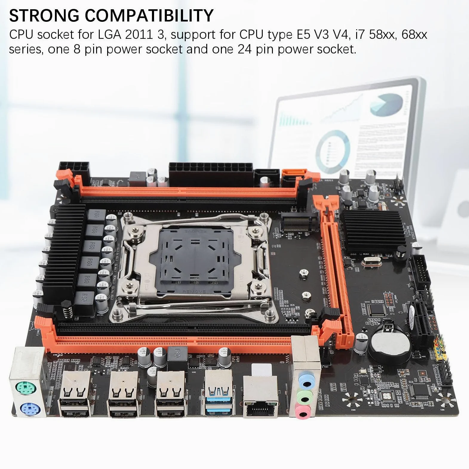 Cocoarm Scheda Madre X99H M ATX, Mainboard DDR4 LGA 2011-3 con 4 DIMM 128GB M.2 NVMe USB 3.0 VGA HD per E5 V3 V4 I7 58xx 68xx Aggiornamento Assemblaggio PC Desktop