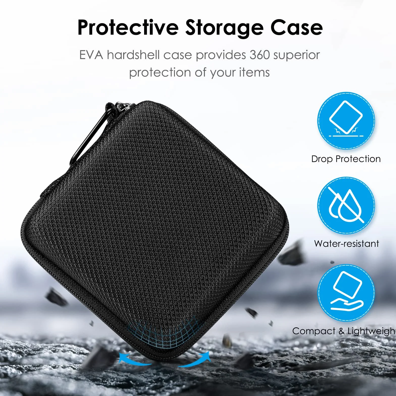 FINPAC Custodia Rigida per Caricatore di MacBook Air/Pro, Portatile ElettronicaPortaoggetti Borsa Cover per MacBook Charger/Magic Mouse/Cavo, Organizer per Viaggi Accessori, (Black)