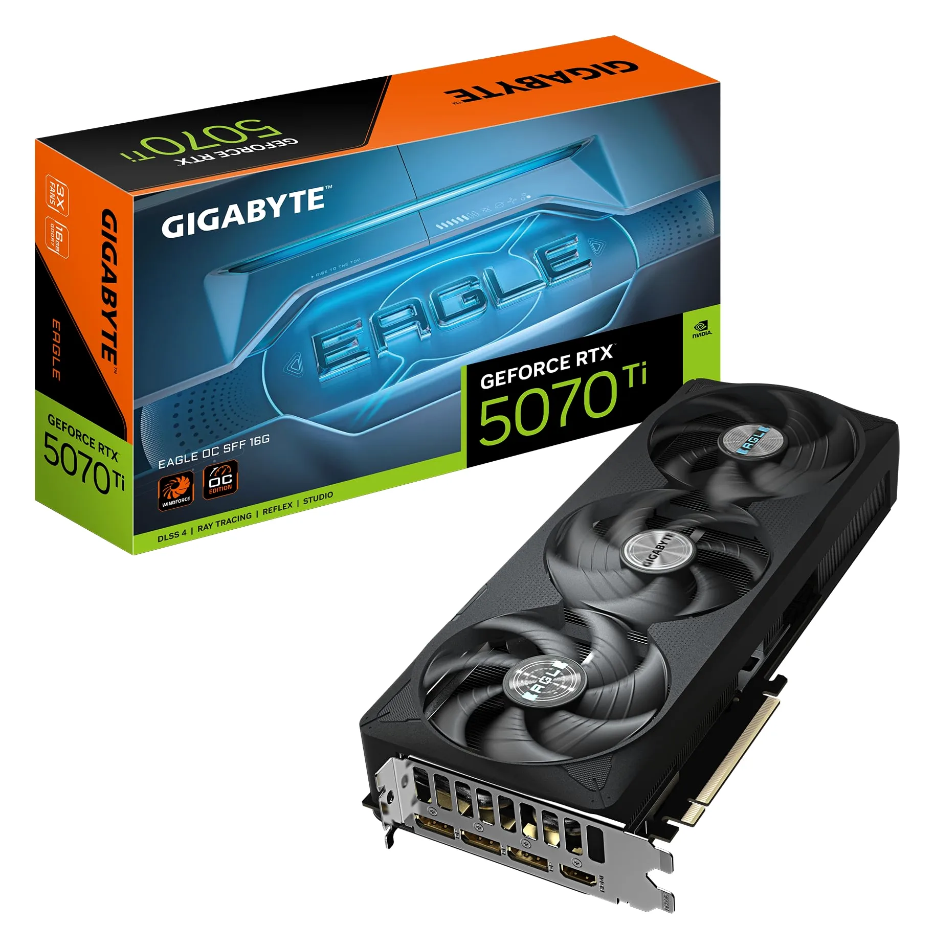 Gigabyte GeForce RTX 5070 Ti EAGLE OC SFF 16G Scheda Grafica - 16GB GDDR7, 256 bit, PCI-E 5.0, 2542 MHz Core Clock, 3 x DP 2.1a, 1 x HDMI 2.1b, NVIDIA DLSS 4, GV-N507TEAGLE OC-16GD