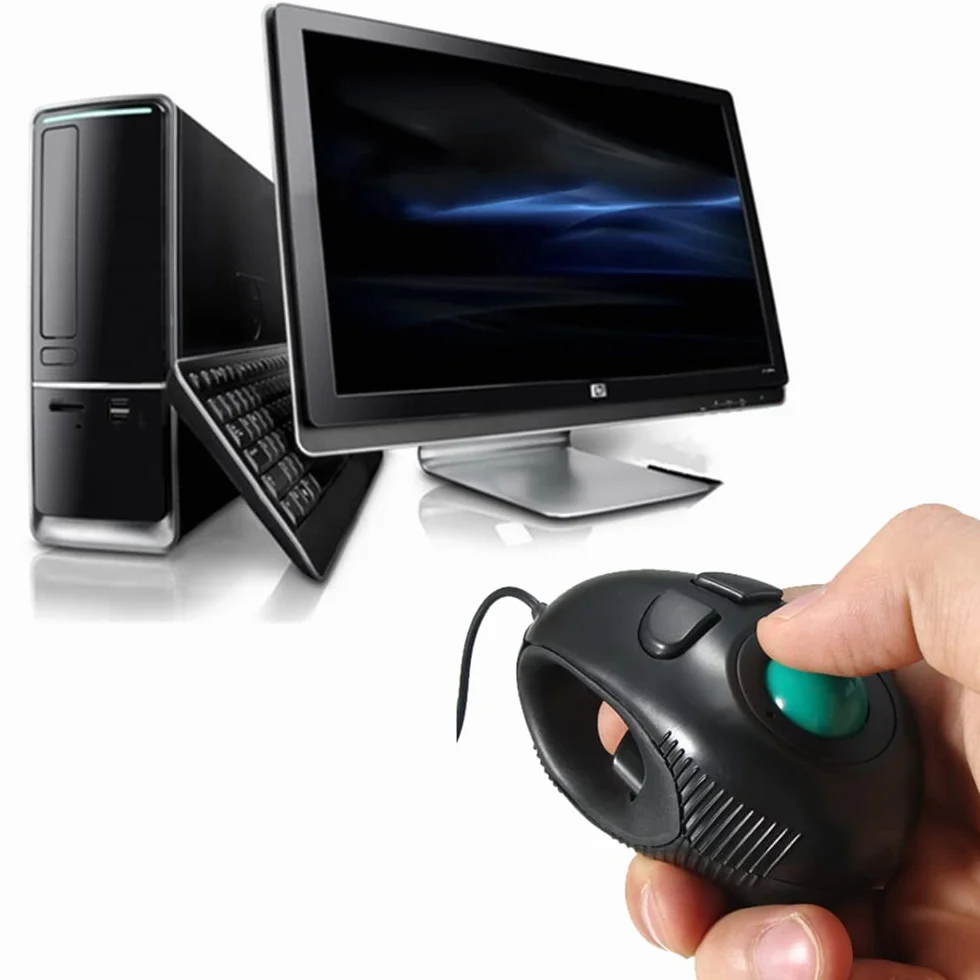 Generico Nuovi mouse con impugnatura a dito, 4DB Mini mouse con trackball Mouse cablati con controllo del pollice portatile Per computer PC Adatto a utenti mancini e destrorsi