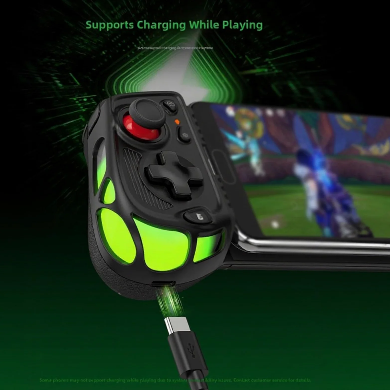 Controller di gioco mobile con joystick Dual Hall per Android e iOS, design ergonomico in ABS, controllo preciso per Battle Royale, compatto, 21 x 9 x 9 cm, nero