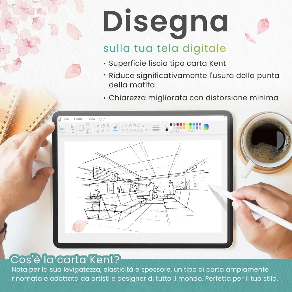 BELLEMOND | Pellicola Kent Paper realizzata in Giappone per iPad Air 11” (M3 2025 / M2 2024) | Per schizzi e appunti con superficie liscia | 2 pezzi
