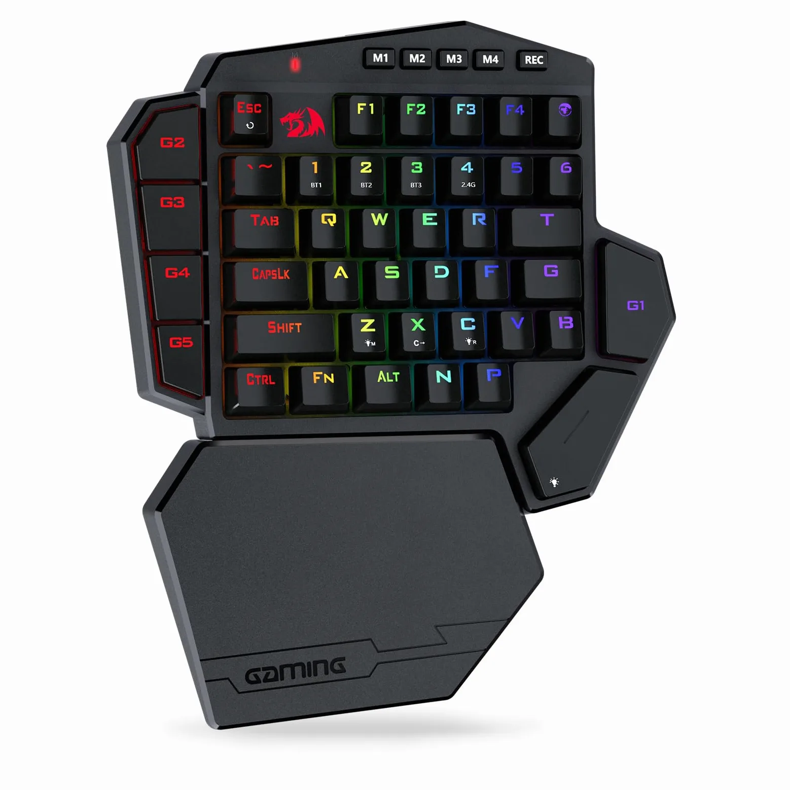 Redragon K585 DITI Tastiera Meccanica Una Mano Wireless 2.4G | tastiera meccanica una mano wireless 2.4G RGB 40% 7 tasti macro poggiapolsi rimovibile batteria 3000mAh interruttore blu