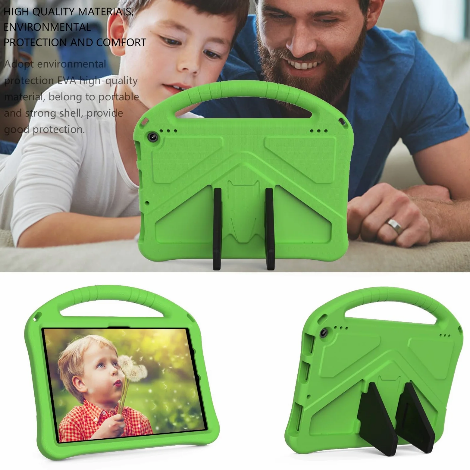 Custodia protettiva per tablet PC compatibile con Kindle Fire HD10/HD10 Plus 2021, custodia protettiva leggera in EVA per bambini, custodia protettiva antiurto resistente agli urti a prova di caduta