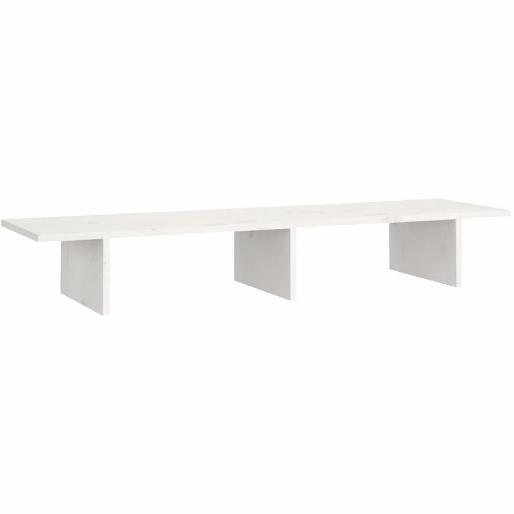 Supporto per monitor bianco 100 x 27 x 15 cm in legno di pino solido elevatore per monitor, supporto per monitor per scrivania e camera da letto A2