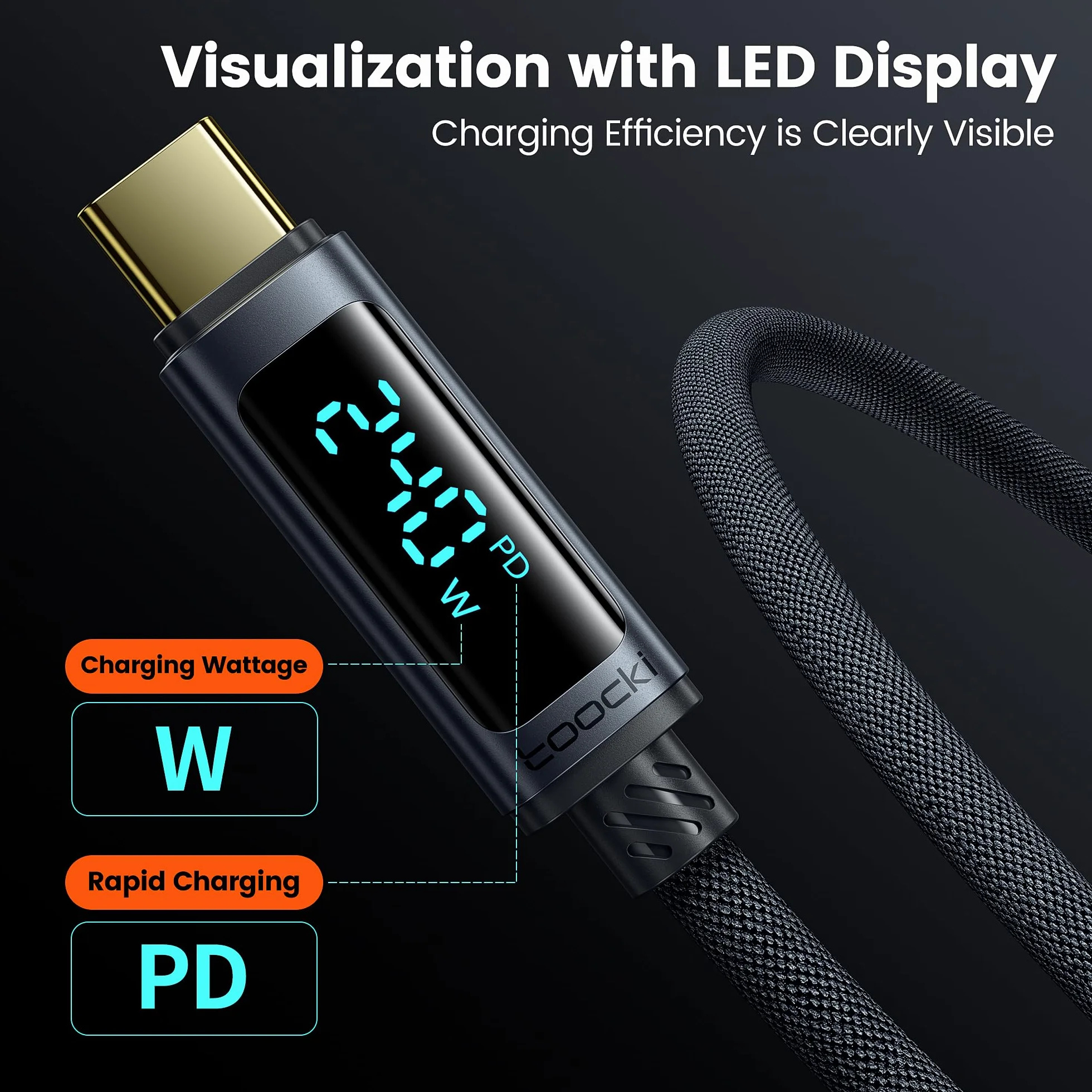 toocki Cavo USB C USB C 100W, 3m Cavo USB Type-C PD 5A Ricarica