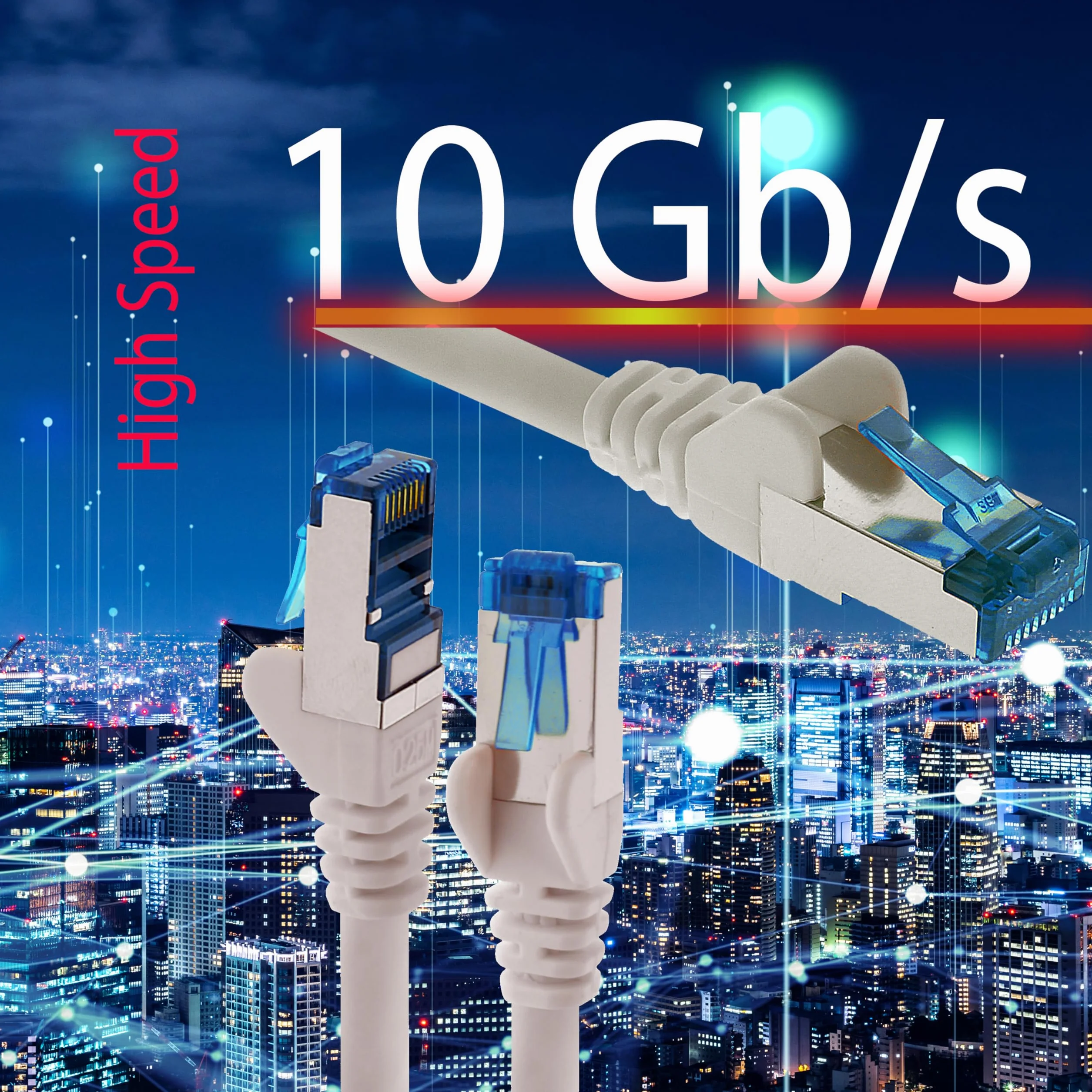 1aTTack.de 7,5 m - CAT.6 - Cavo di rete LAN Ethernet Gigabit RJ45 CAT 6 Cavo patch A 10000 Mbit s Sftp Pimf 500 MHz compatibile con CAT5 CAT6 CAT7 Cat8 bianco - 10 pezzi