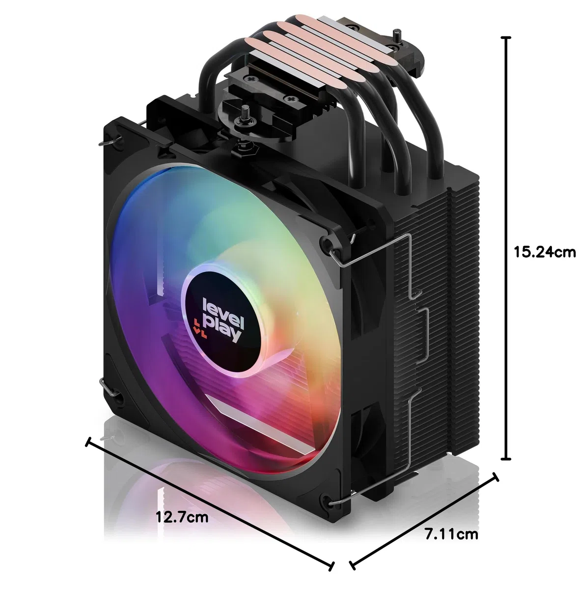Levelplay Combat CA4 Dissipatore d'aria - TDP 200W, 4 Tubi Calore, Dissipatore di Calore Compatto, Ventola ARGB Gen 2 CF120 120mm (PWM), Aggiornabile Push-Pull, Compatibile con CPU AMD e Intel - Nero
