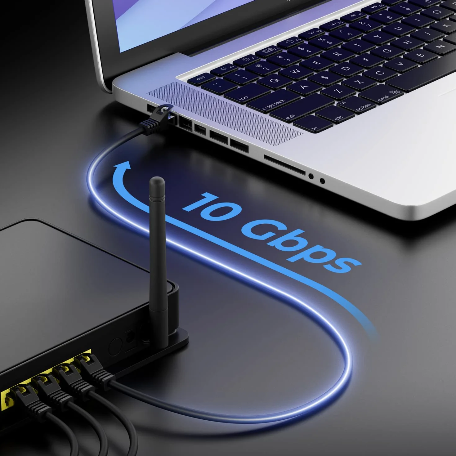 deleyCON 10x 0,25m Cavo Rete CAT7-10 Gigabit - Cavo Patch RJ45 Corto 25cm Ethernet (Rame, Schermatura S/FTP PiMF) - LAN DSL Switch Modem Router Patchpanel CAT7 CAT6 CAT5 - Nero