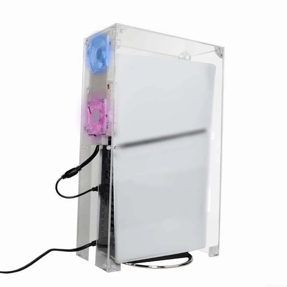 Copertura trasparente di raffreddamento e polvere per PS5 per console Slim, guscio di dissipazione del calore su misura con design in acrilico per proteggere da detriti e migliorare il flusso d'aria